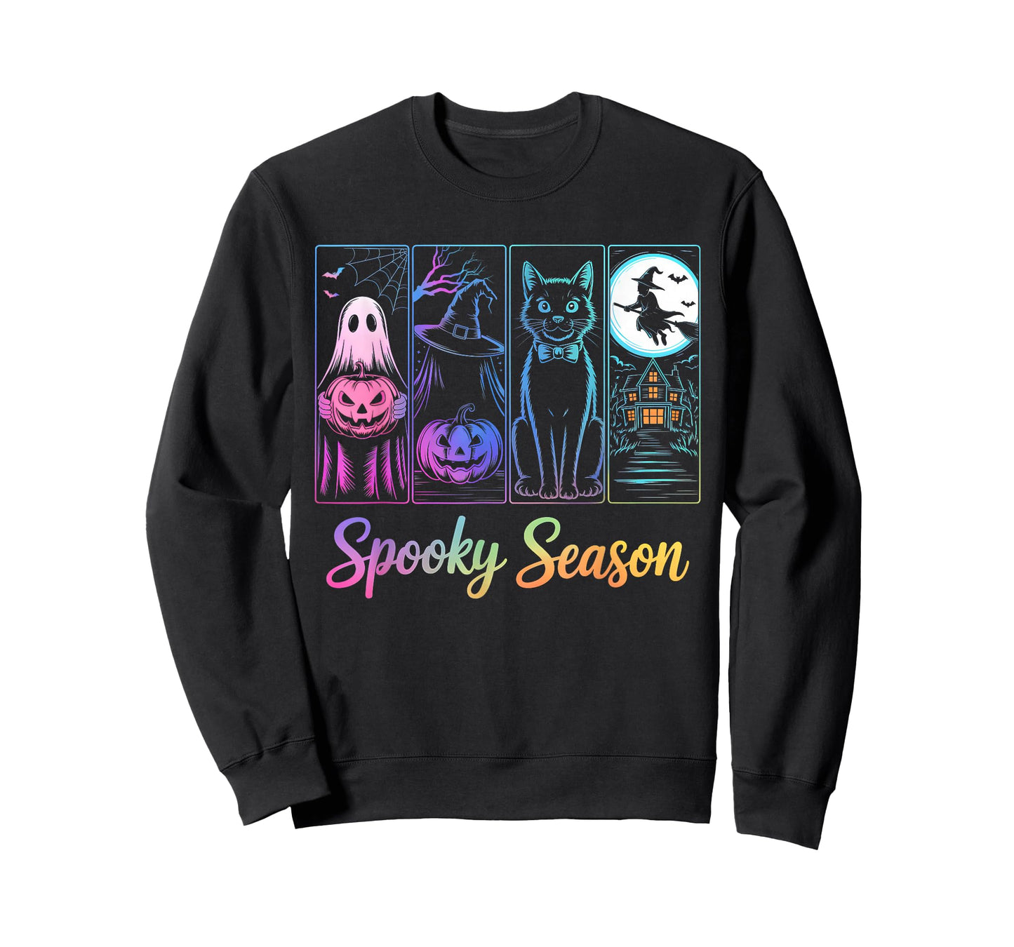 Spooky Season Black Cat Ghost Pumpkin Halloween Costume T-Shirt