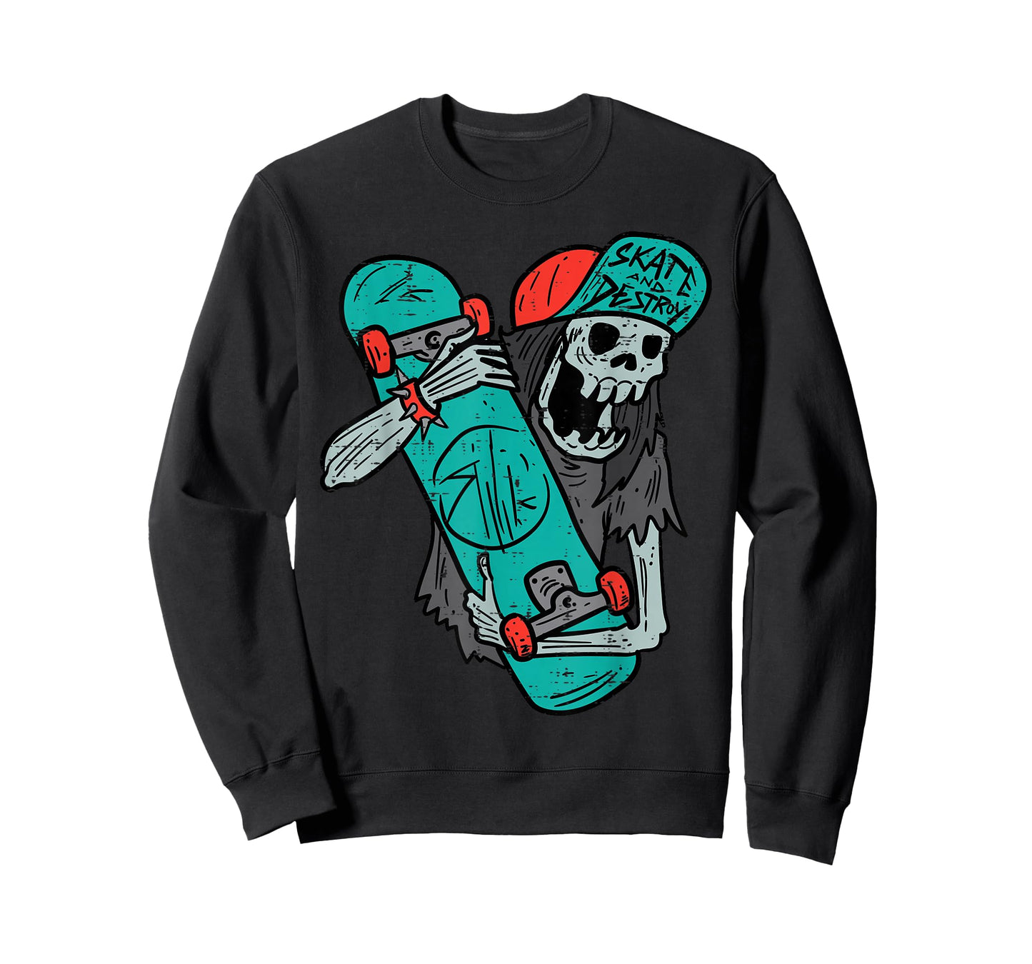 Skater Skeleton Retro VIntage Skateboard Halloween Boys T-Shirt