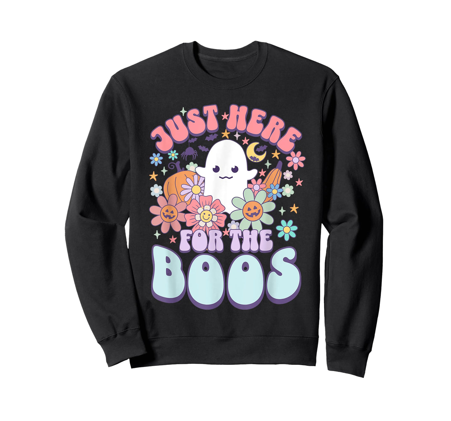 Just Here For The Boos Funny Halloween Cute Ghost Graphic T-Shirt