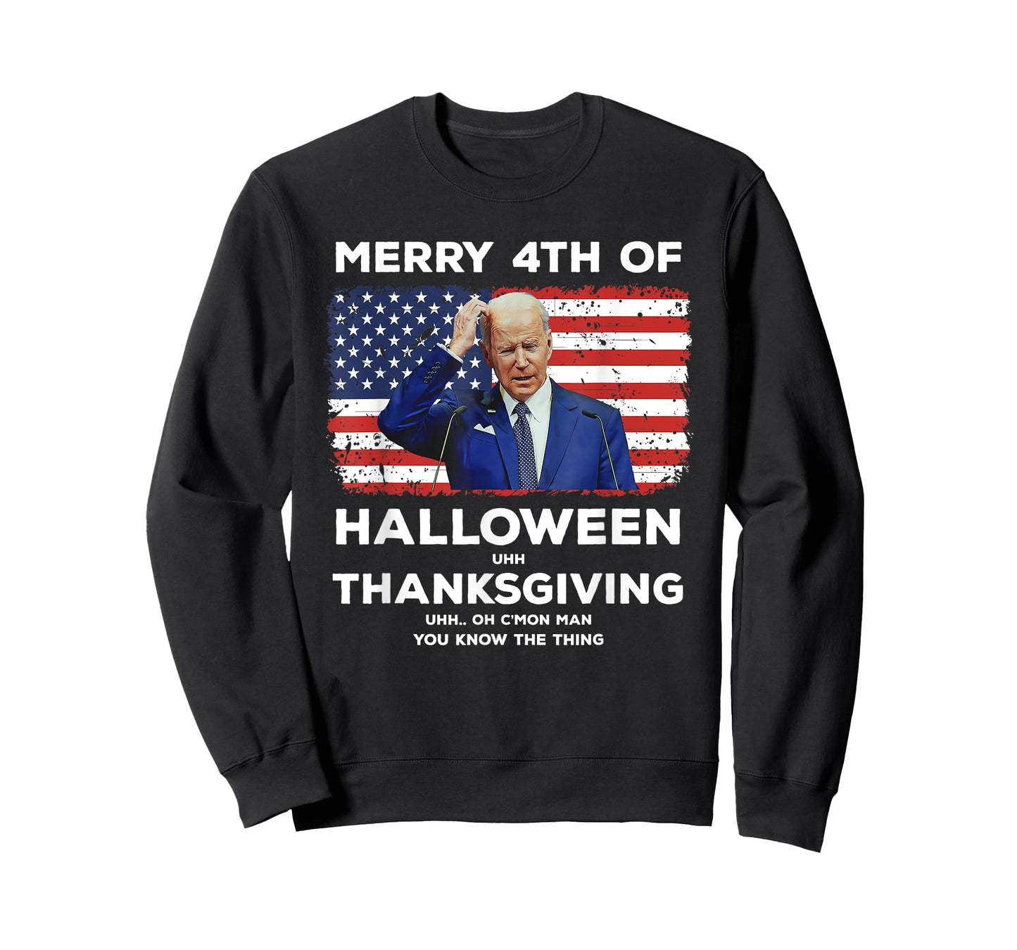 Confused Biden Merry 4th of Halloween Thanksgiving Funny Pun T-Shirt