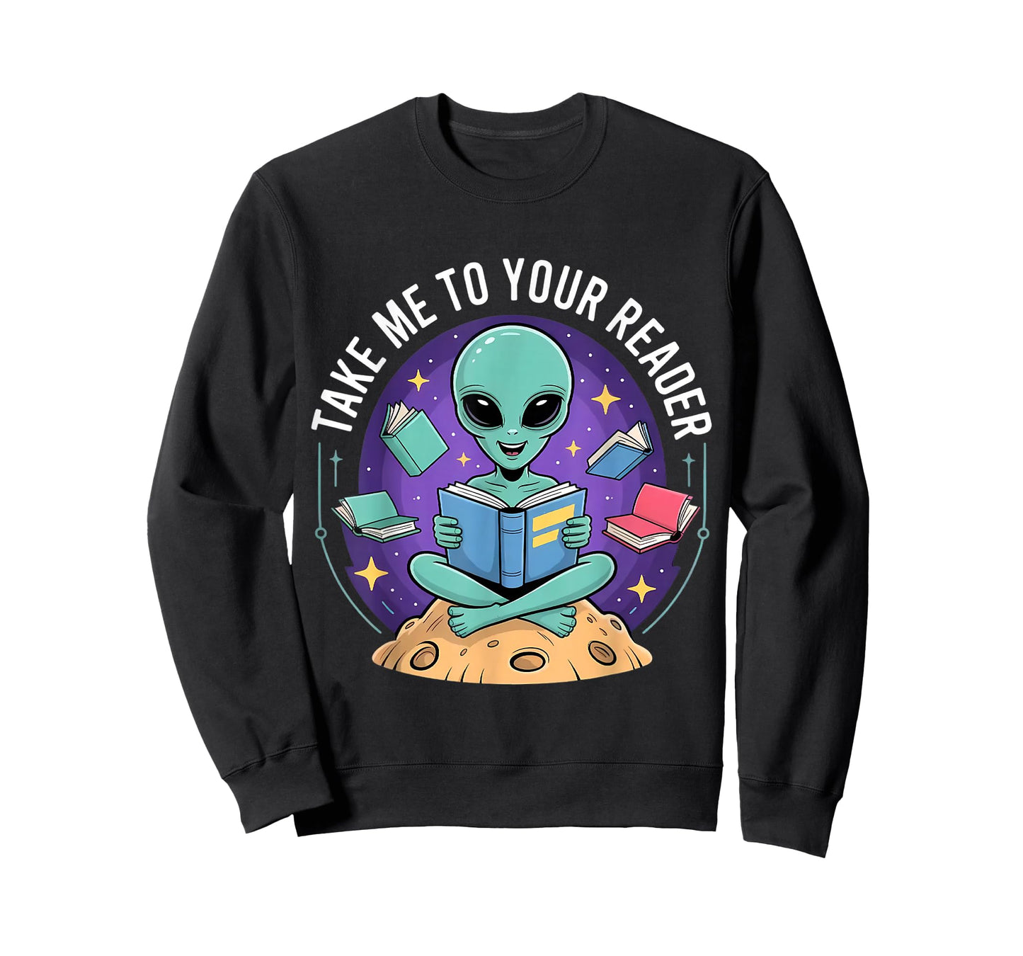 Alien Reader Reading Teacher Librarian Book Lover T-Shirt