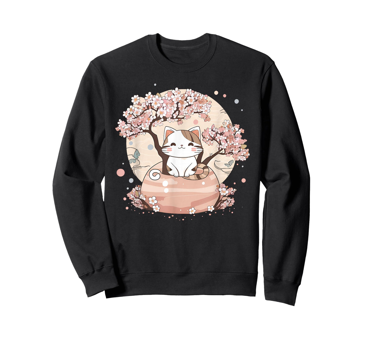 Cherry Blossom Tree Cat Japanese Aesthetic Vaporwave Anime T-Shirt
