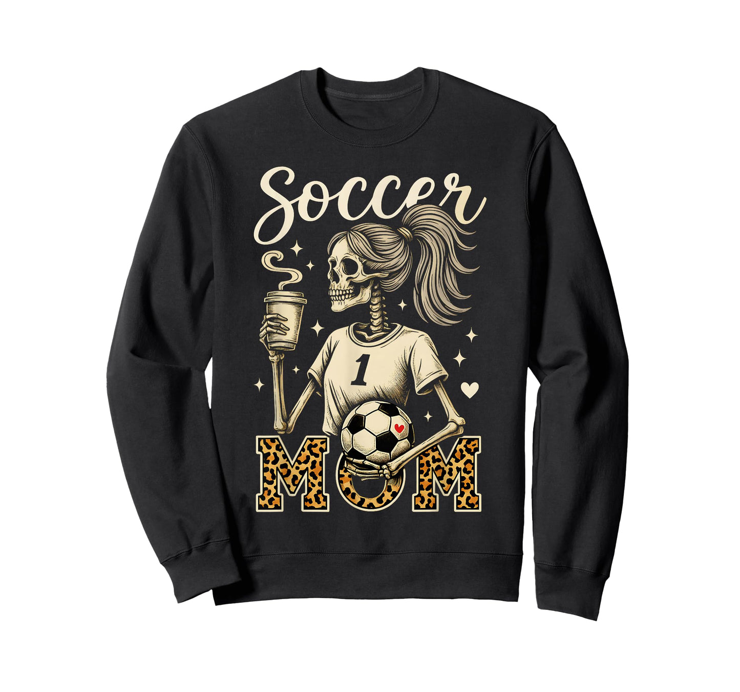 Soccer Mom Skeleton Coffee Leopard Style Vintage Halloween T-Shirt