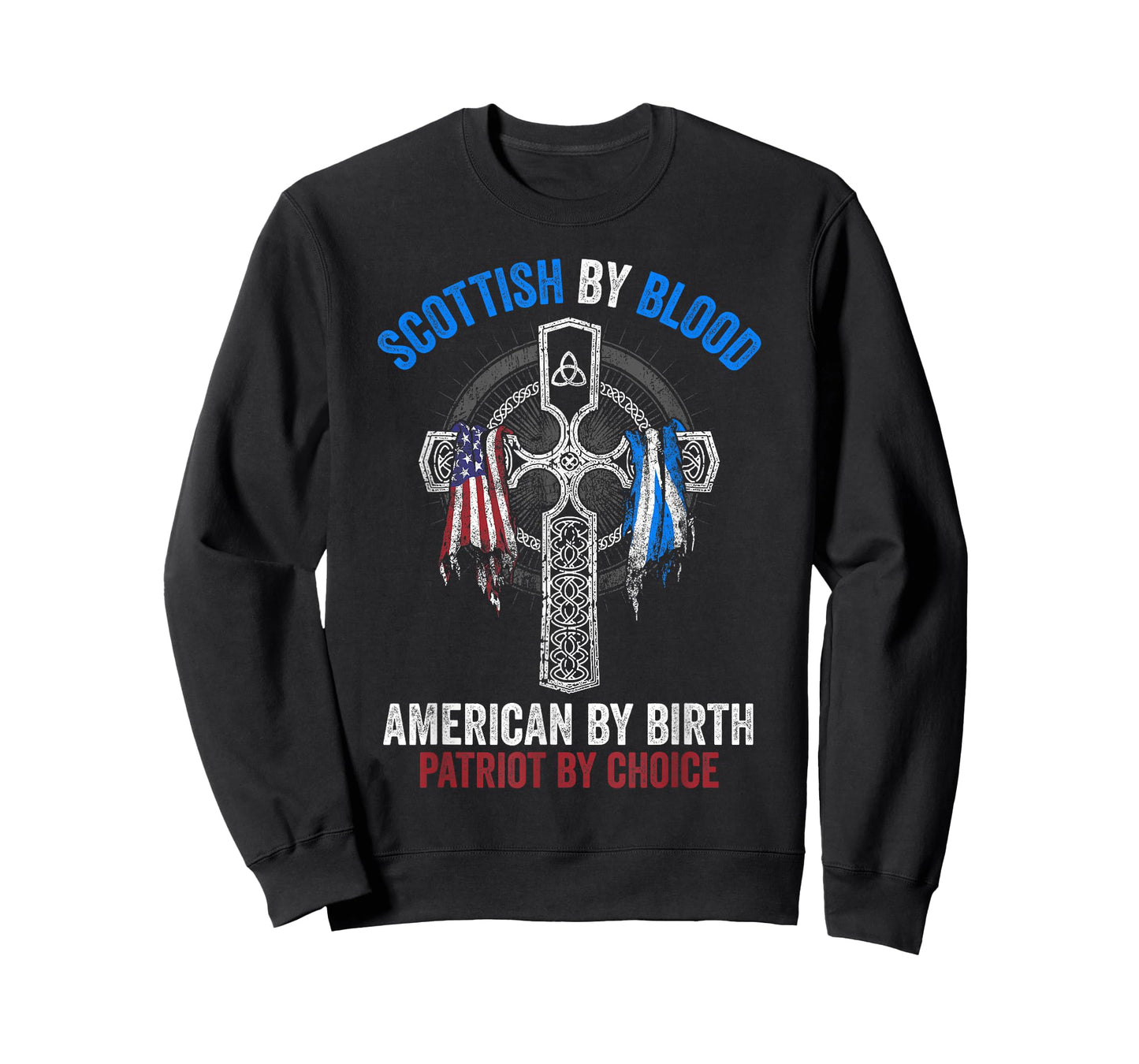 Scottish By Blood American By Birth Cross Flag T-Shirt