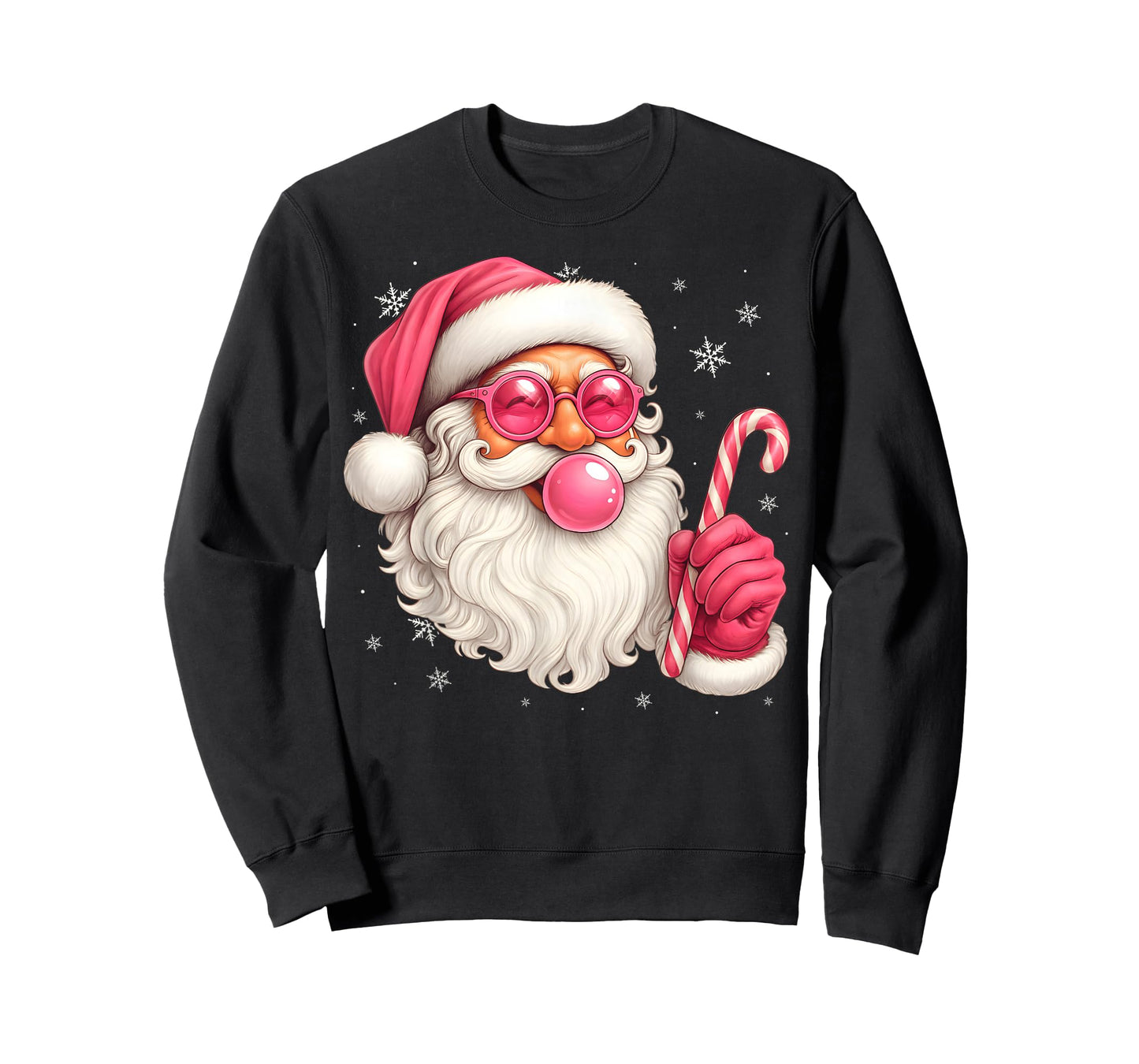 Pink Candy Cane Santa Bubble Gum Christmas Sunglasses T-Shirt