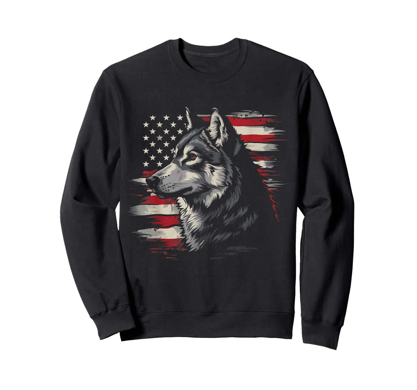 Wolf American Flag USA Patriotic Wolf Lover T-Shirt