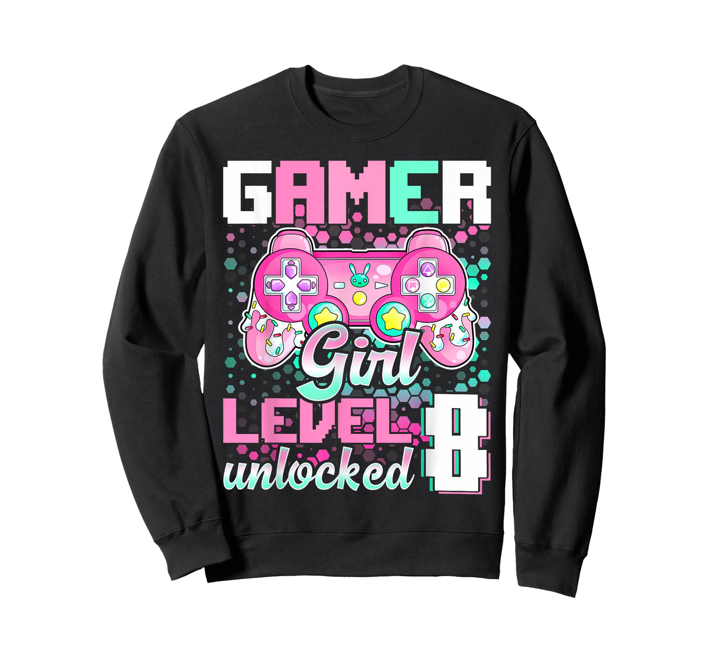 8th Birthday Gift Gamer Girl Level 8 Unlocked Video Game T-Shirt