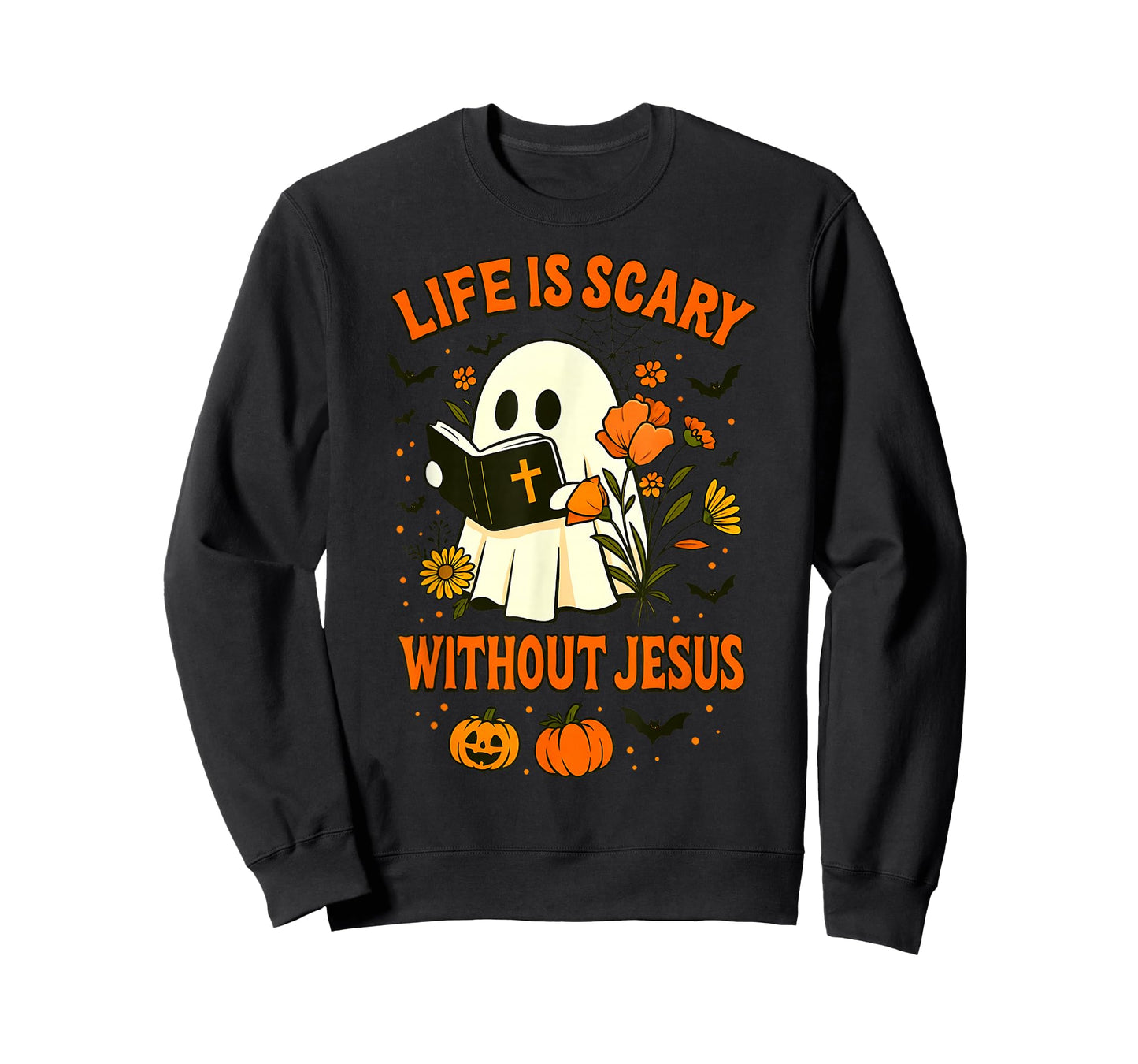 Life is Scary Without Jesus Cute Christian Ghost Halloween T-Shirt