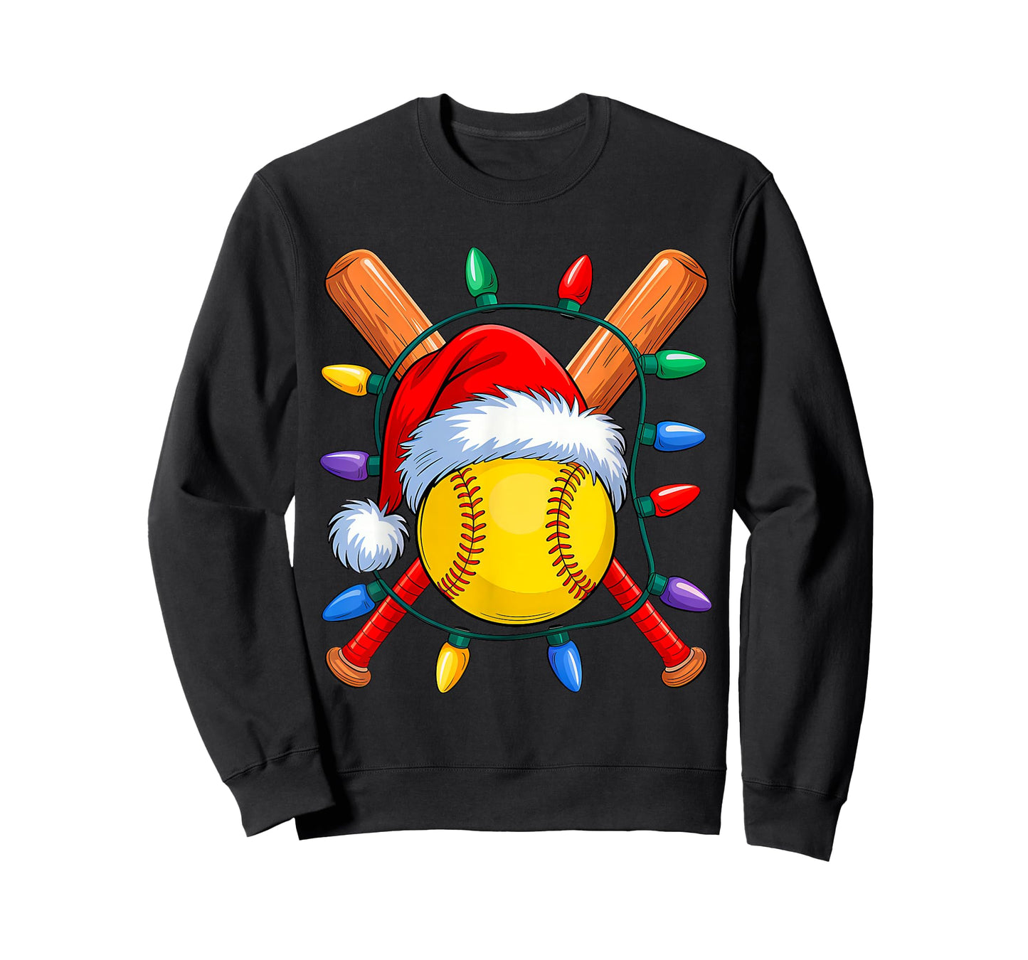 Christmas Softball Xmas Santa Sports Hat Mens Womens Kids T-Shirt