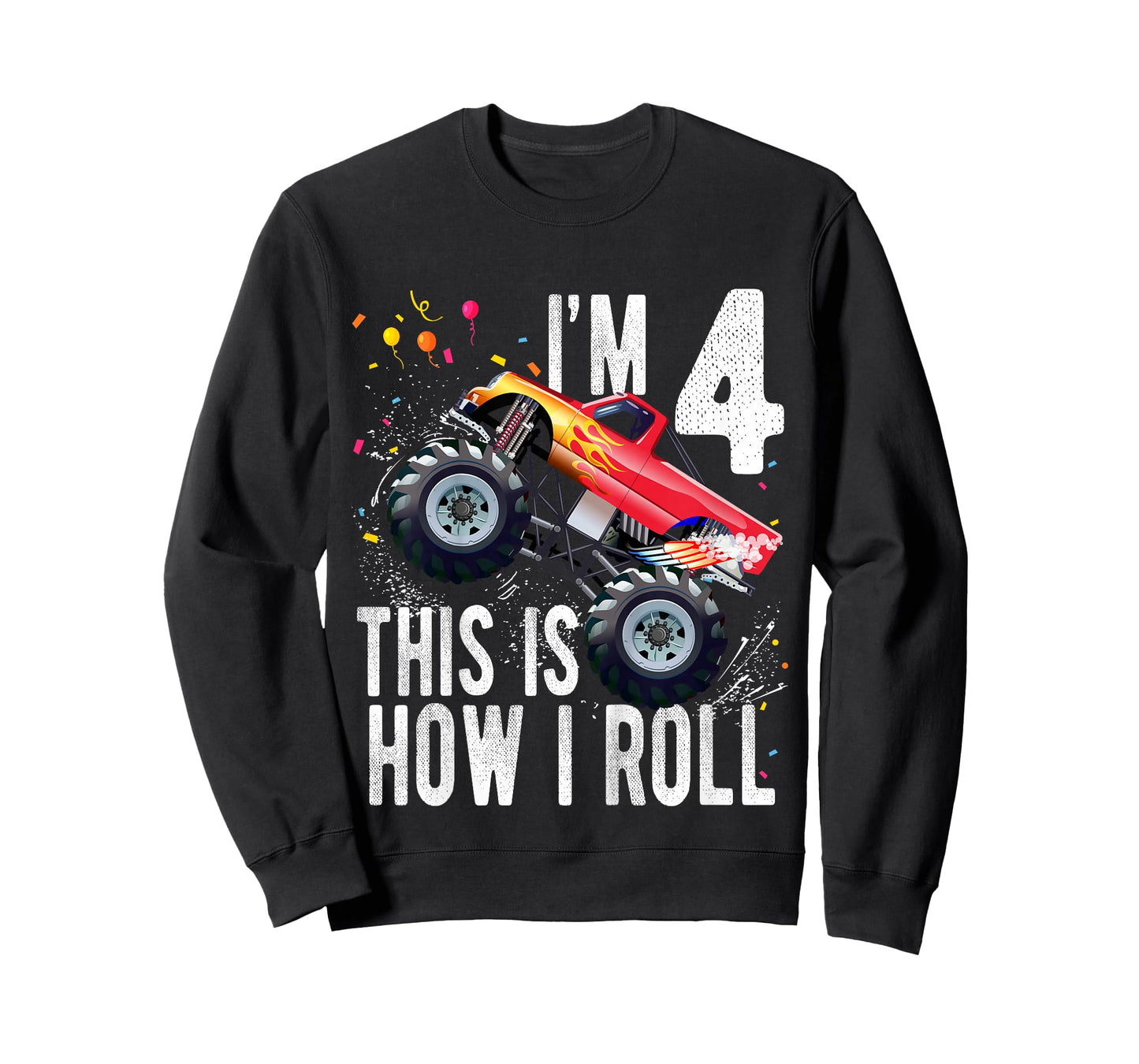 Kids 4 Year Old Shirt 4th Birthday Boy Monster Truck Car T-Shirt