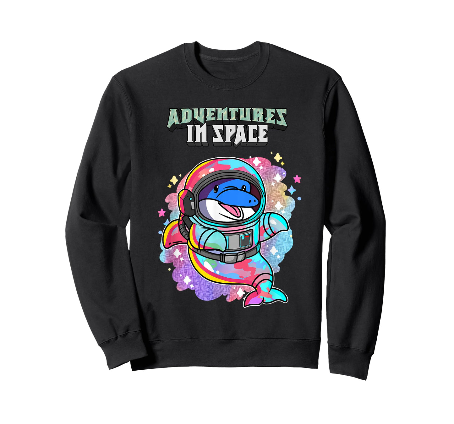 Adventures In Space Astronaut Dolphin Kawaii T-Shirt