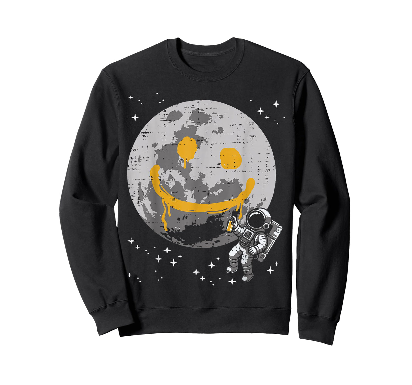 Astronaut Spray Paint Moon Smile Face Space Kids Women Men T-Shirt