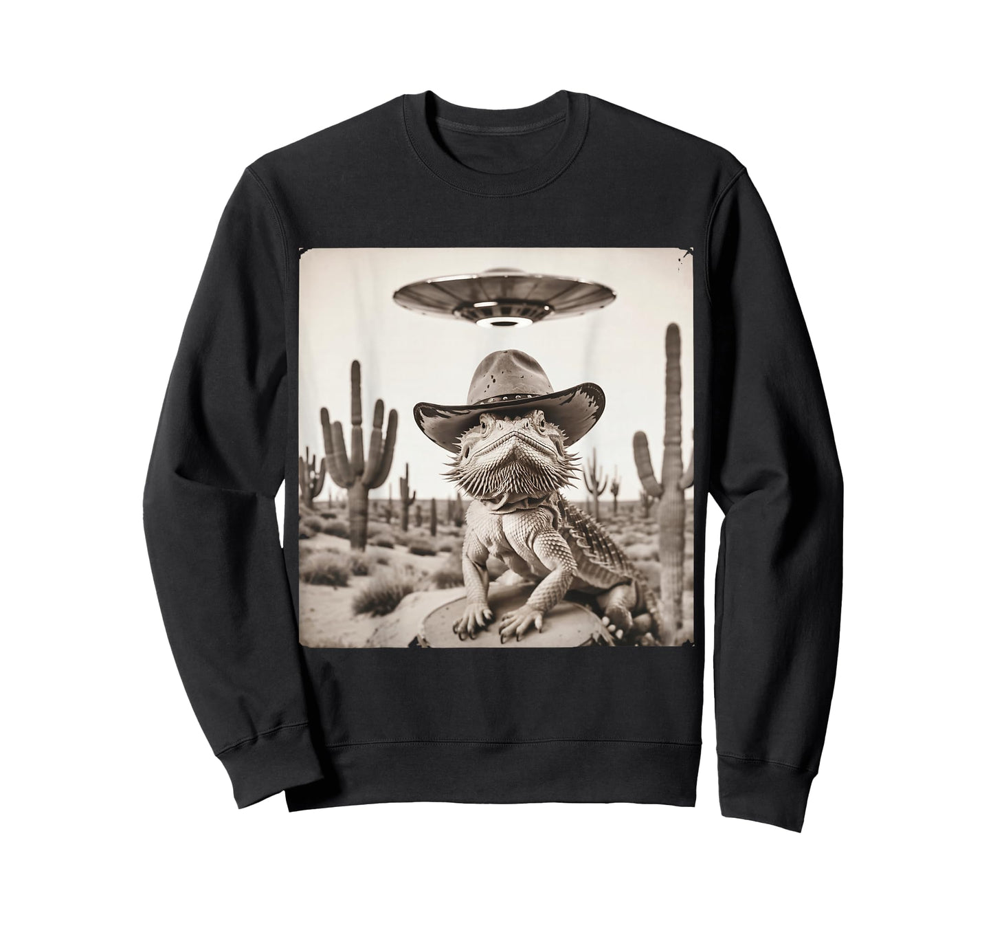 Cowboy Bearded Dragon Selfie Alien UFO Funny Lizard Men Kids T-Shirt