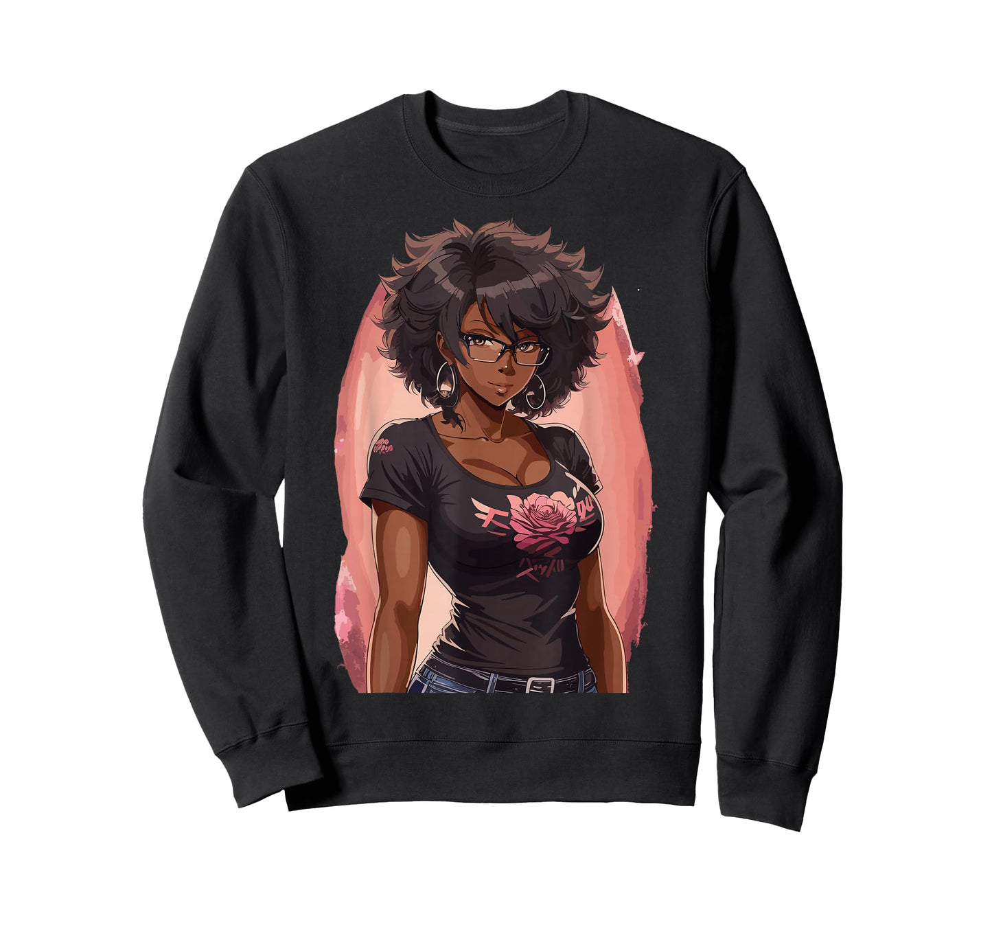 Black Anime Girl Kawaii Waifu Aesthetic Japanese T-Shirt