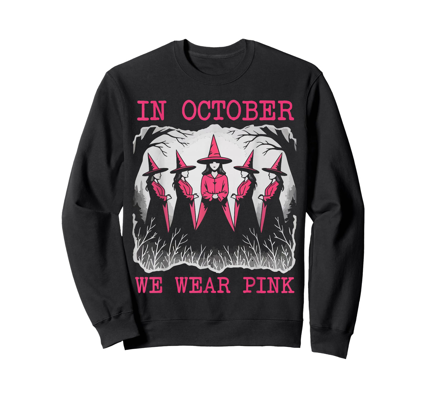 Breast Cancer Women Halloween Witch in October We Wear Pink T-Shirt