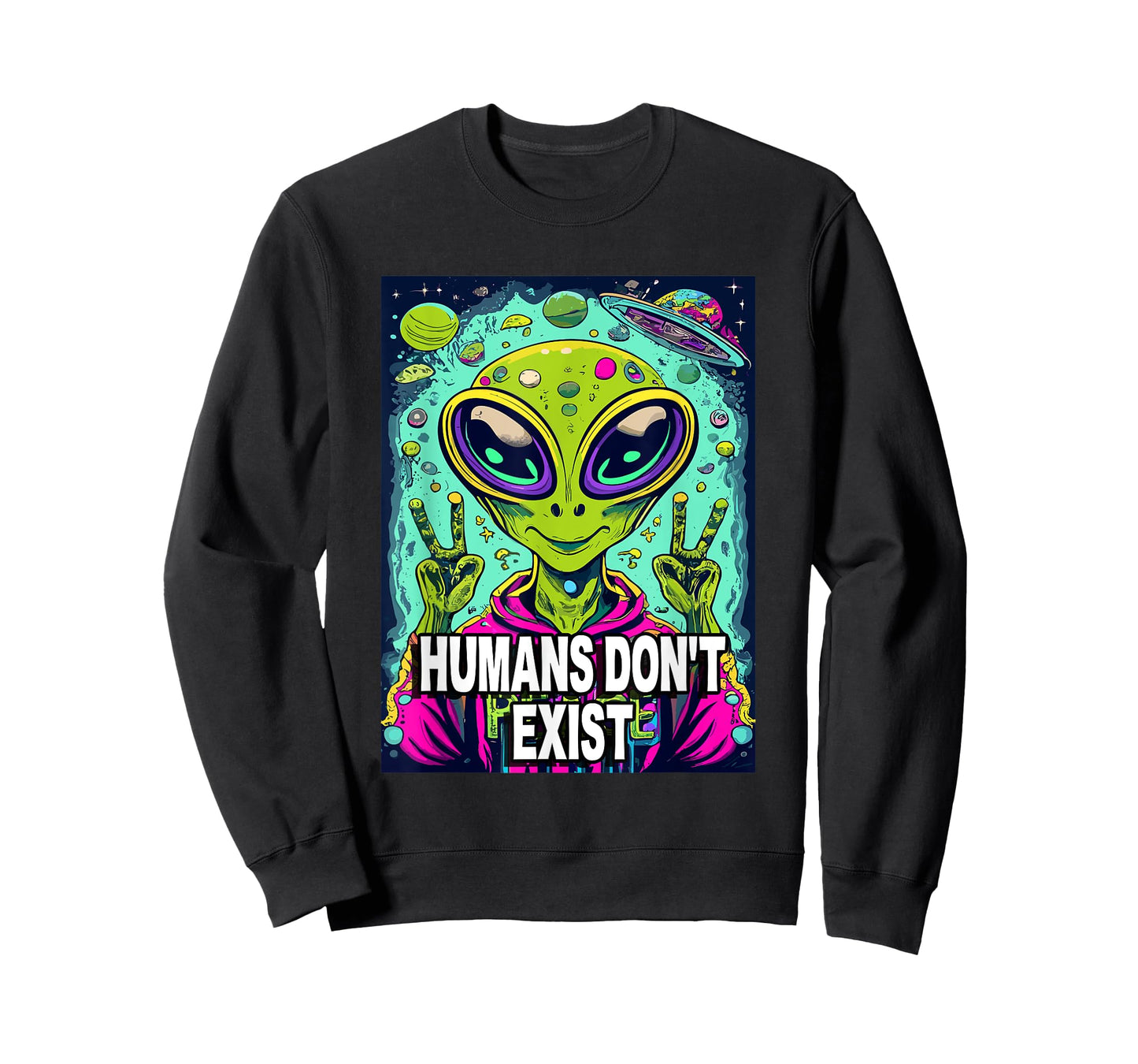 Retro Humans Don't Exist Shirt Funny Alien T-Shirt