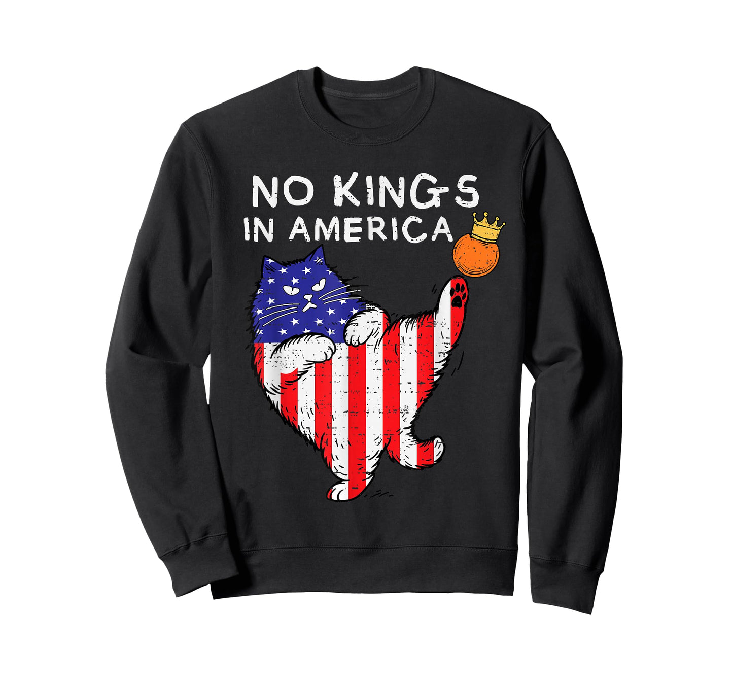 No Kings In America Funny Cat USA Protest Save Democracy T-Shirt