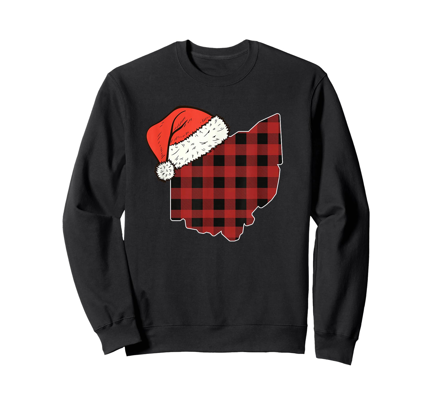 Ohio Plaid Christmas Santa Hat Holiday Matching T-Shirt