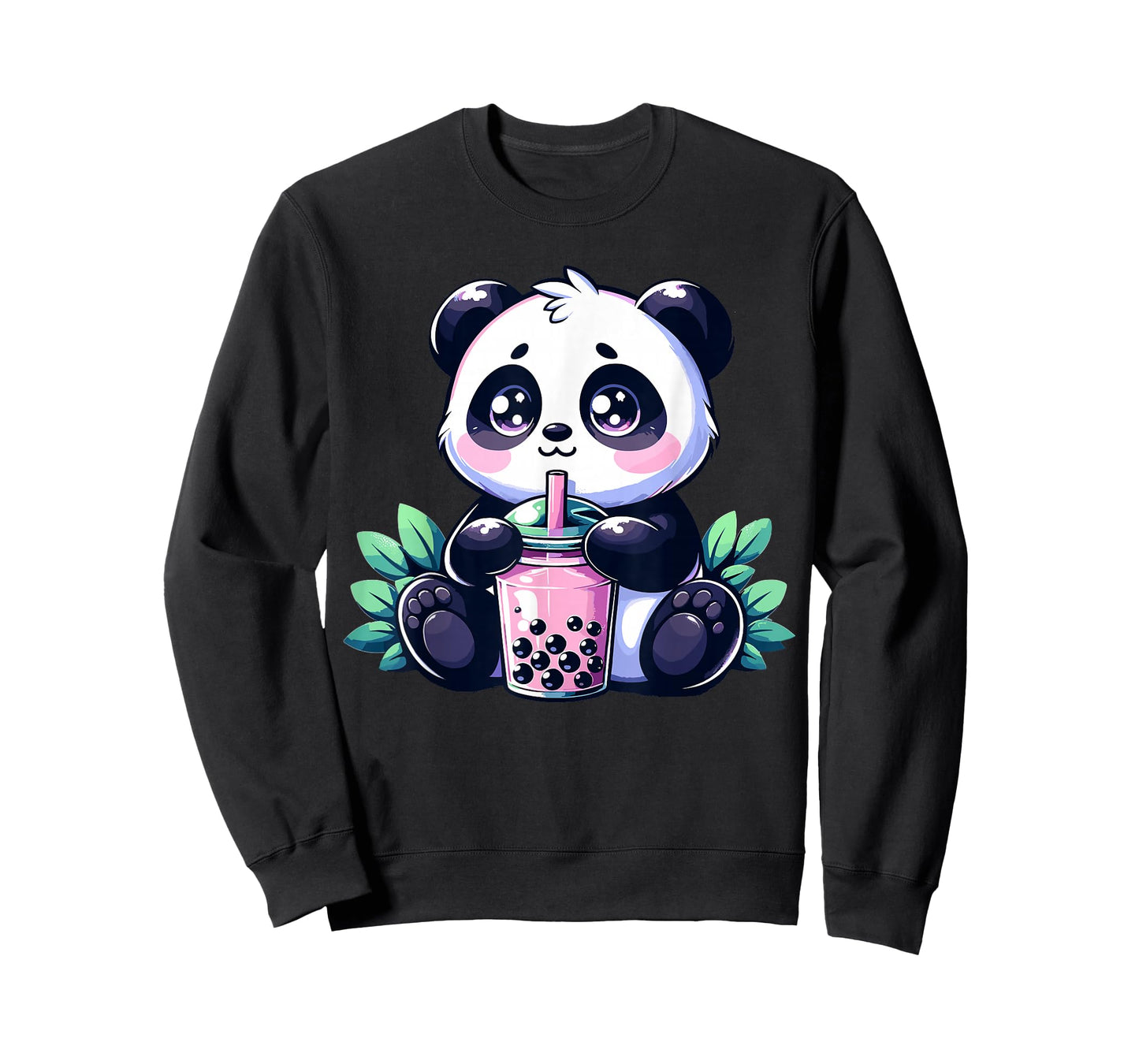 Kawaii Cute Anime Panda Drinking Bubble Tea Boba Tea Panda T-Shirt
