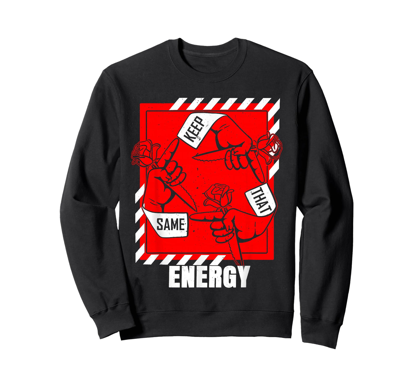 Red & White Keep That Same Energy Red & White Color Graphic T-Shirt