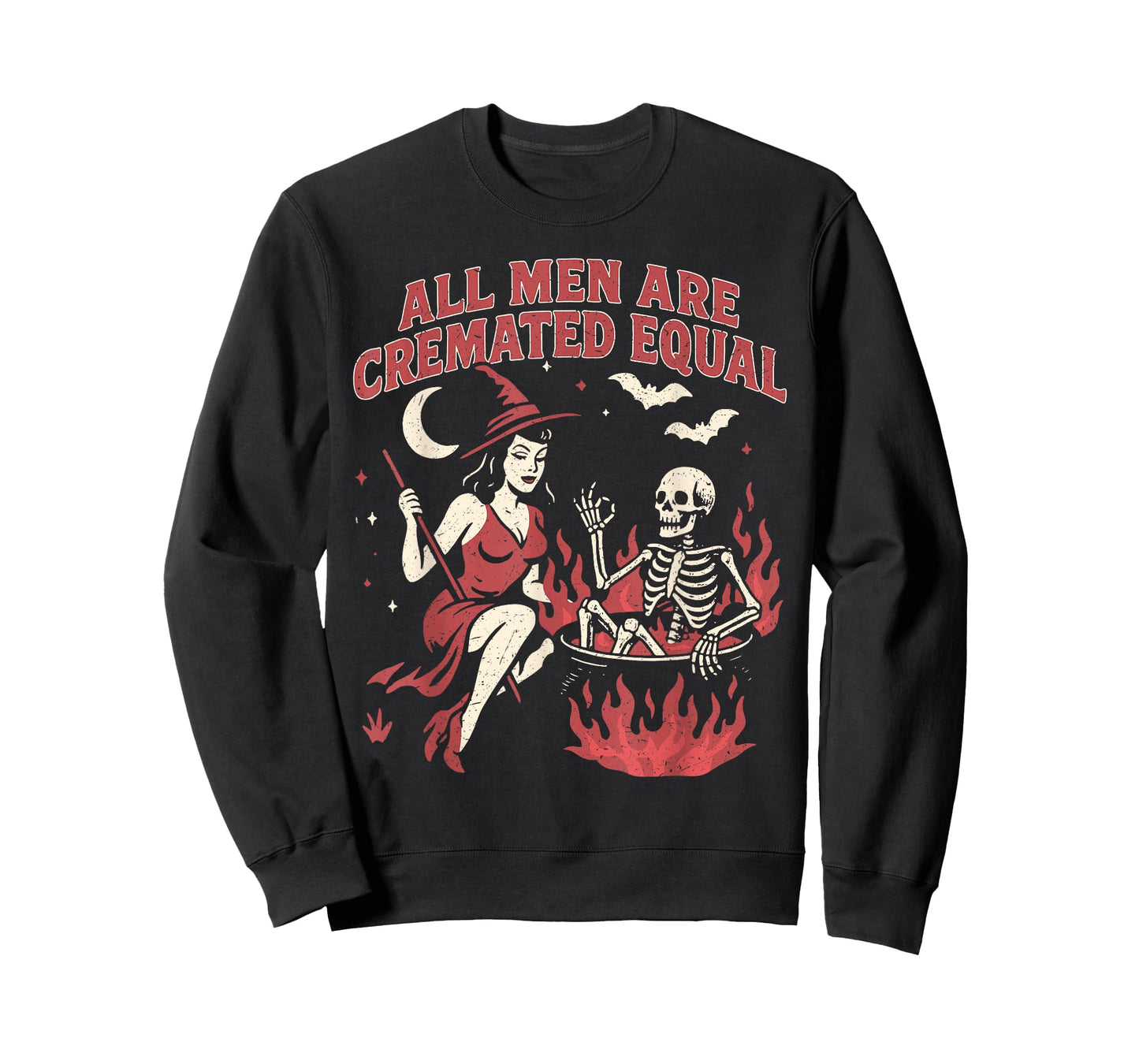 All Men Are Cremated Equal Funny Halloween Witch Skeleton T-Shirt
