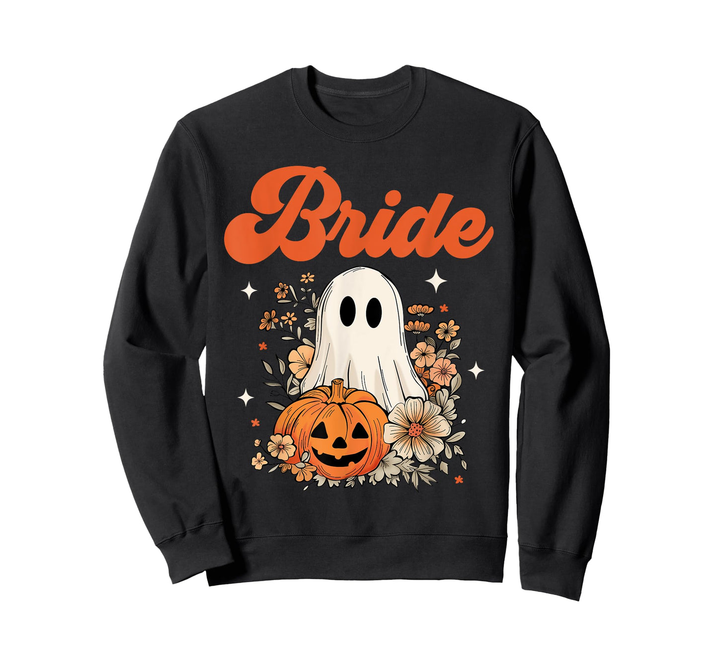 Bride Wildflower Ghost Boo Crew Halloween Bachelorette T-Shirt