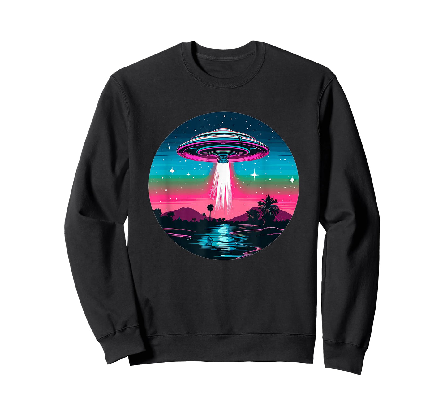 Retro Sci-Fi Alien Abduction Sunset I UFO T-Shirt