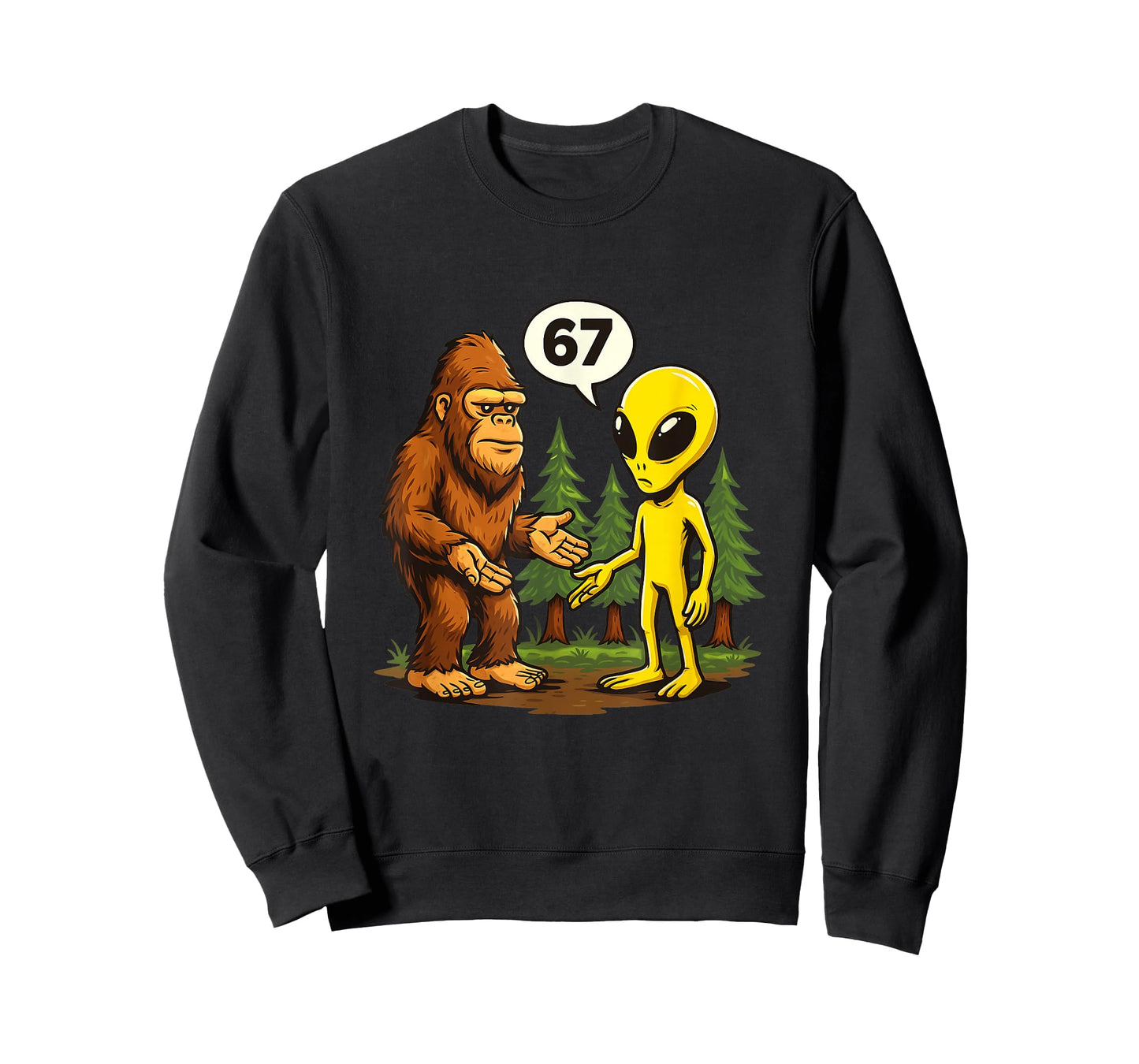 Six Seven Funny Bigfoot and Alien 67 Viral Meme Sasquatch T-Shirt