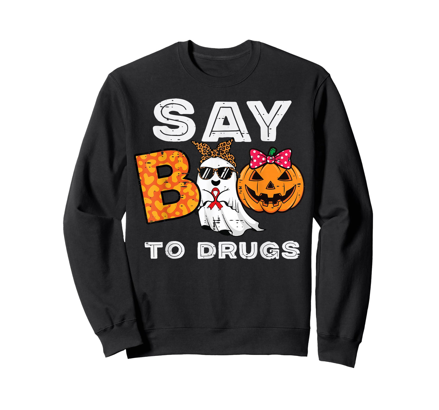 Red Ribbon Week Ghost Say Boo to Pumpkin Women Girls Kids T-Shirt