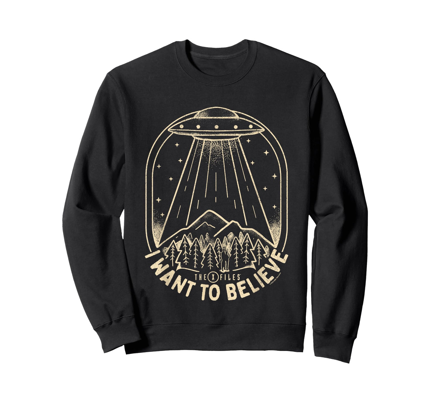 X-Files Iconic UFO I Want To Believe Distressed Silhouette T-Shirt