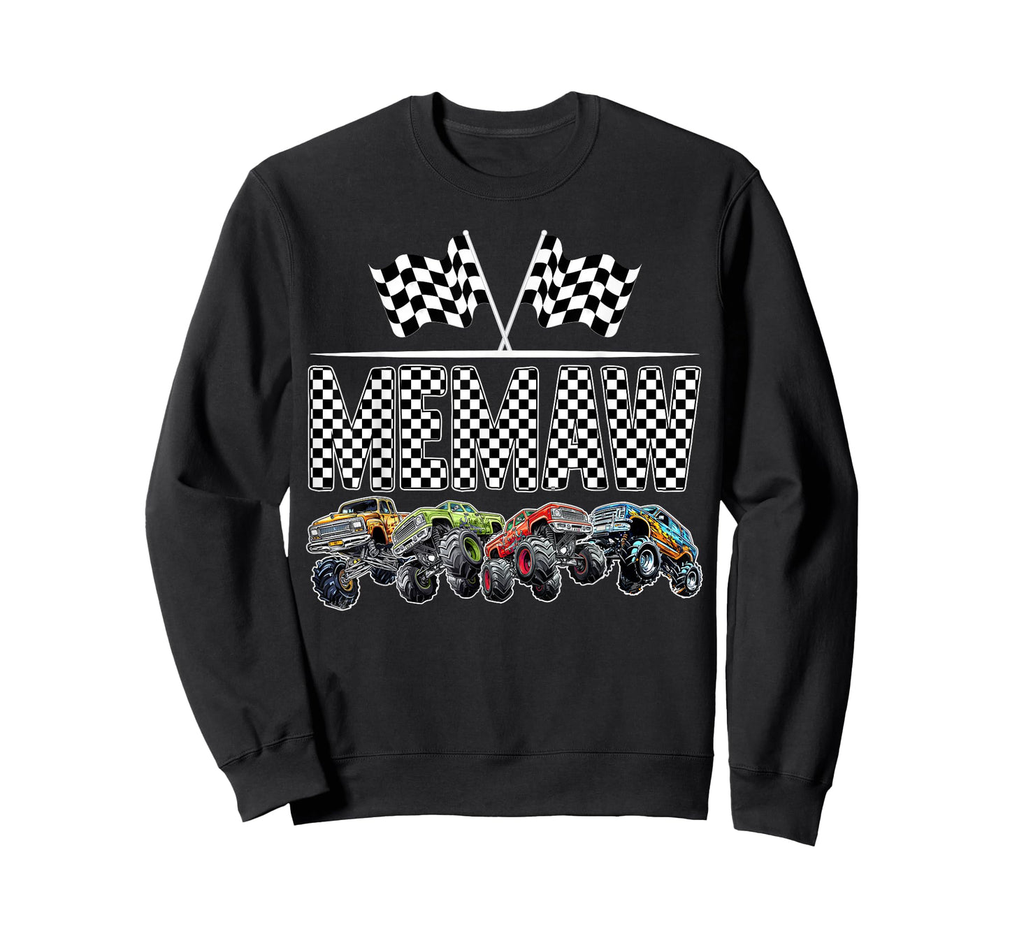Memaw Retro Monster Truck Family Birthday Matching T-Shirt