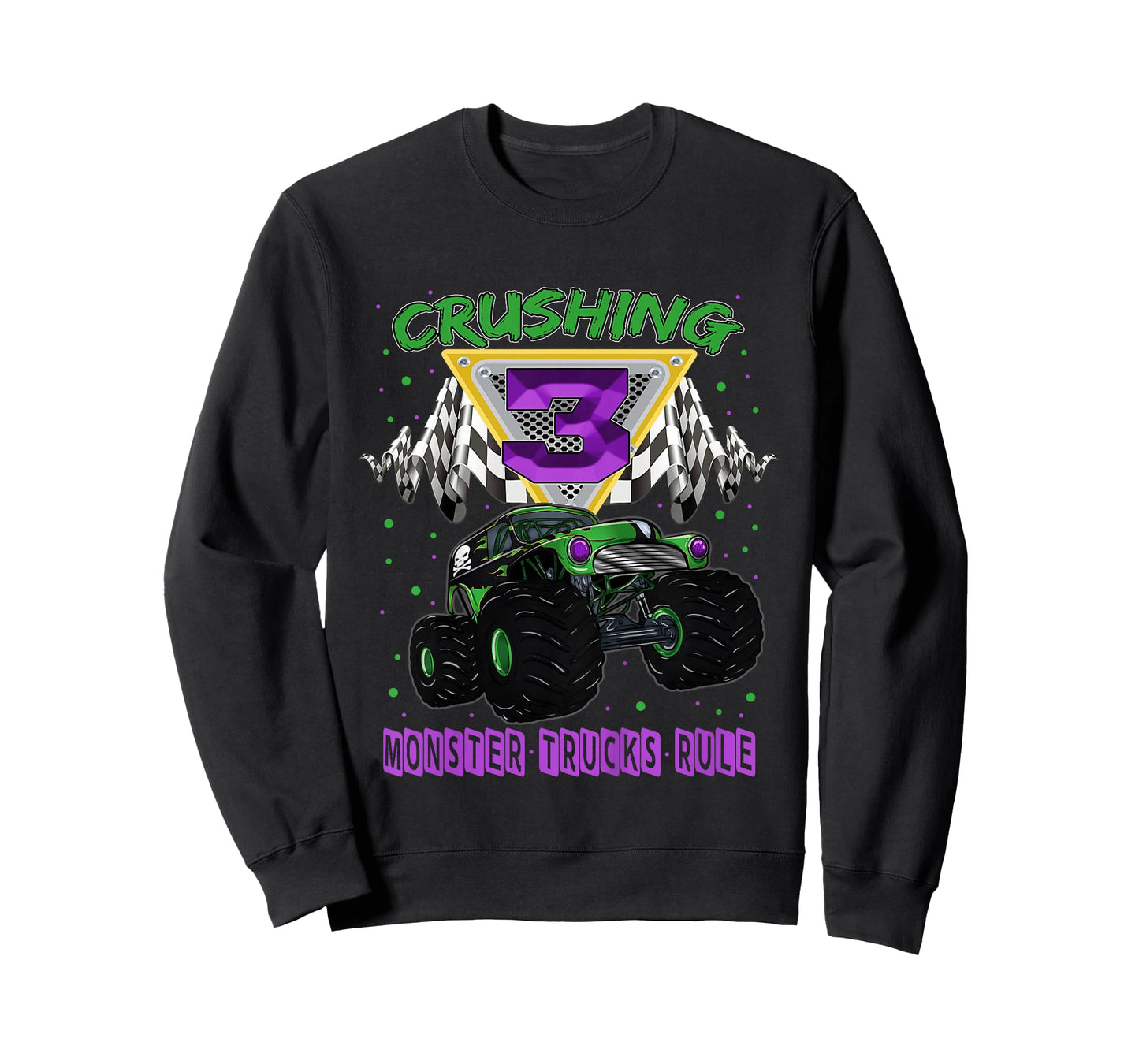 Monster Truck Crushing 3 Years Old Three 3rd Birthday T-Shirt