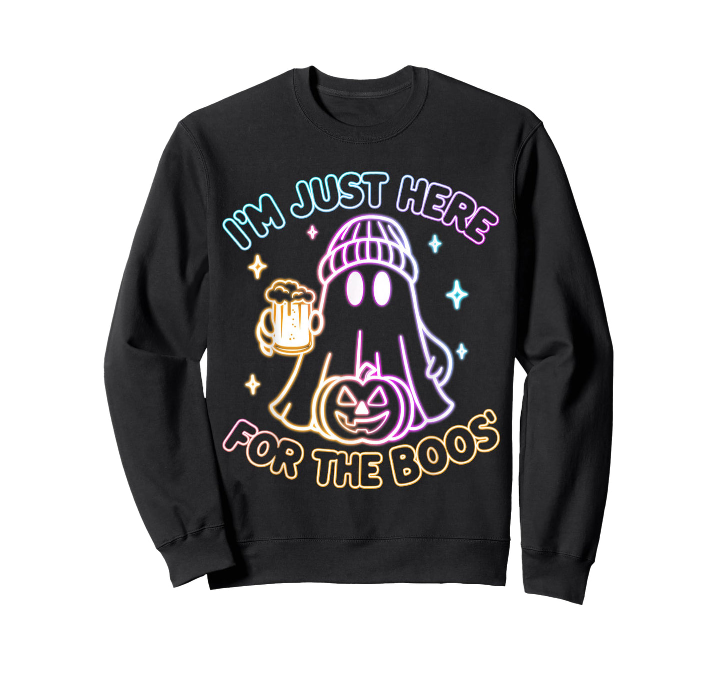 Groovy I'm Just Here For The Boos Halloween Glowing Graphic T-Shirt