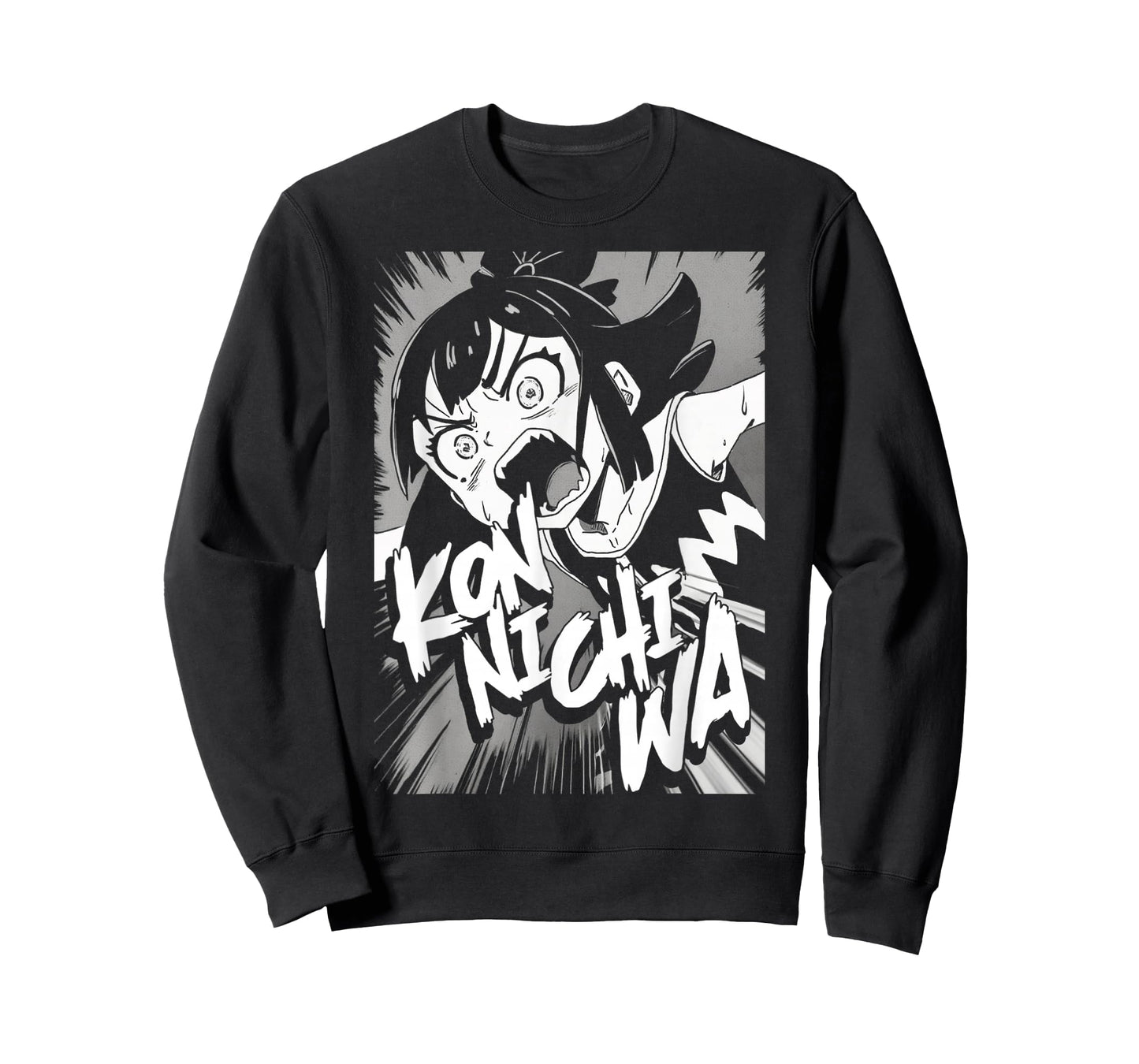 Konnichiwa こんにちは Japanese Punk Goth Grunge Anime Manga Panel T-Shirt