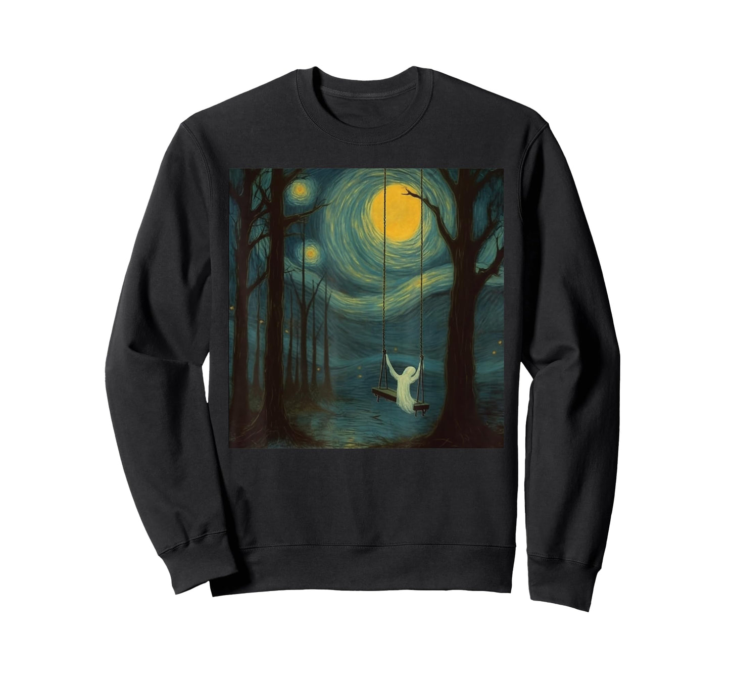 Vintage Ghost Sitting On A Swing Simple Halloween Idea T-Shirt
