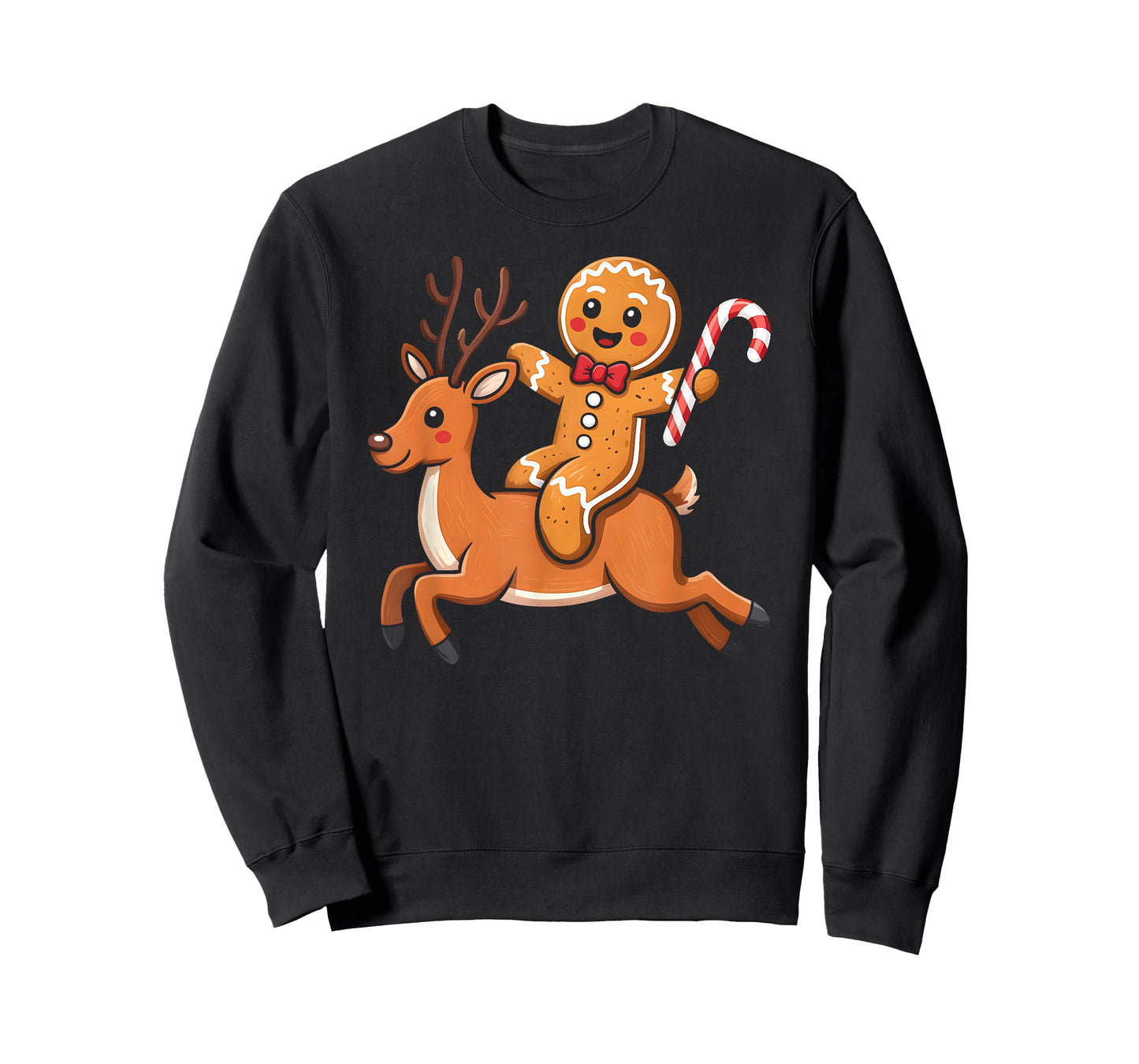 Gingerbread Riding Reindeer Christmas Boys Kids Xmas Pajamas T-Shirt