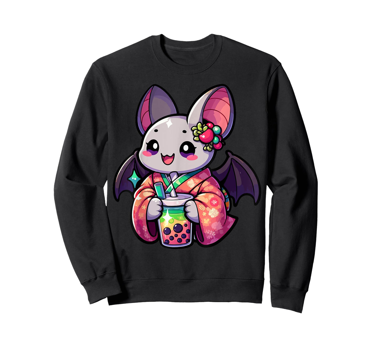 Bat Bubble Boba Tea Anime Cute Kawaii T-Shirt