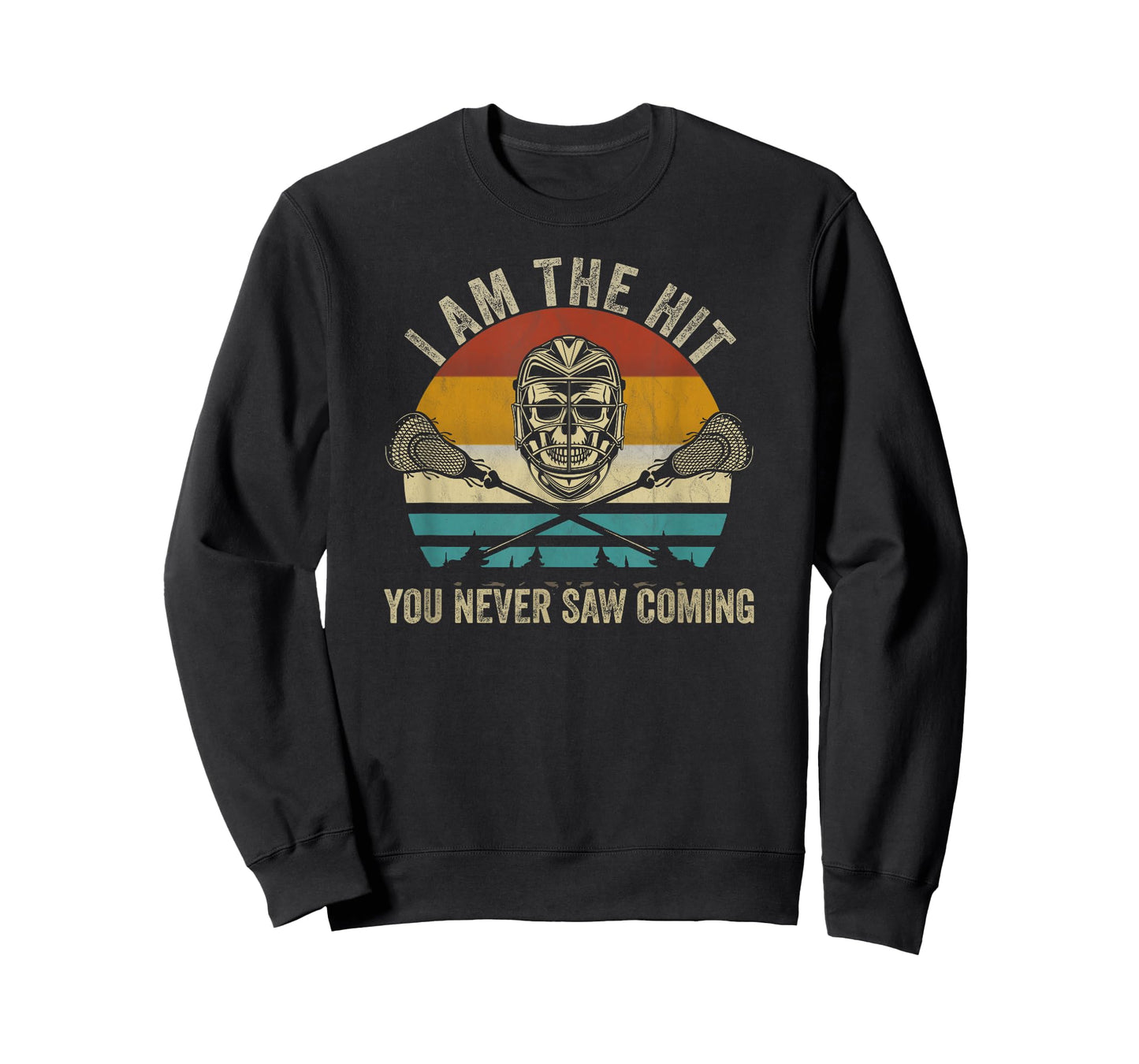 Lacrosse Skull Vintage Retro Lacrosse Stick Sun quote T-Shirt