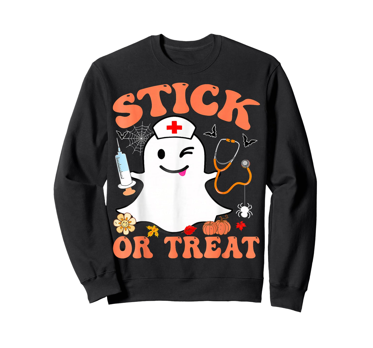 Stick or Treat Nurse Funny Halloween Costume T-Shirt