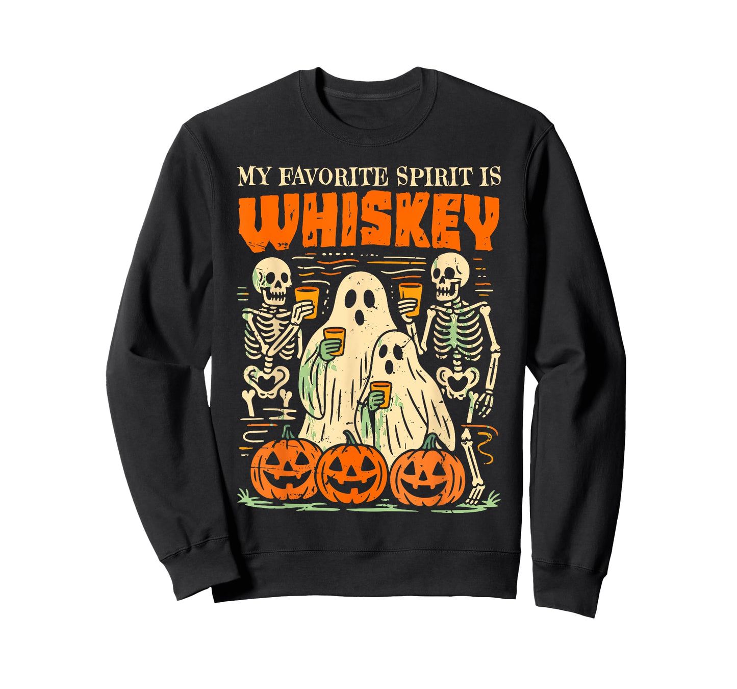 Funny Ghost Halloween Costume My Favorite Spirit Is Whiskey T-Shirt