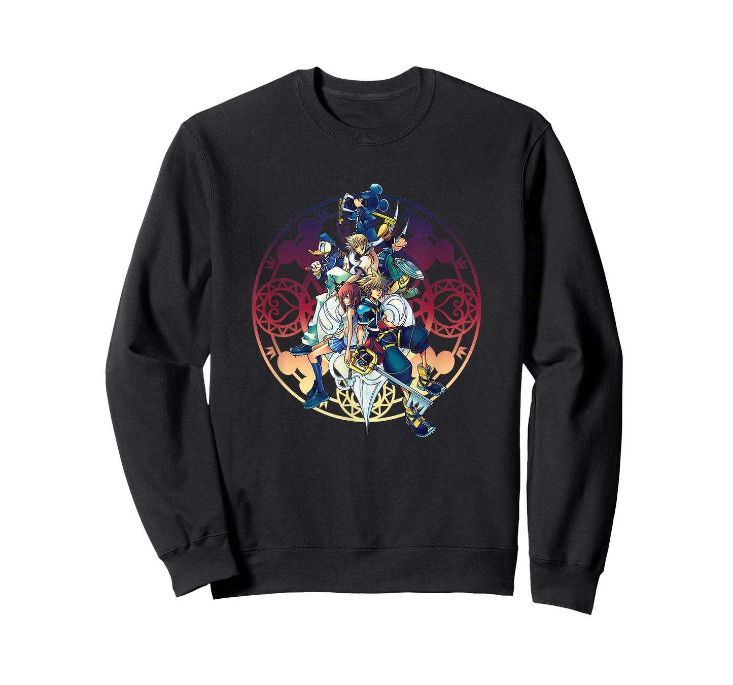 Disney Kingdom Hearts Group Shot Color Gradient Circle Heart T-Shirt