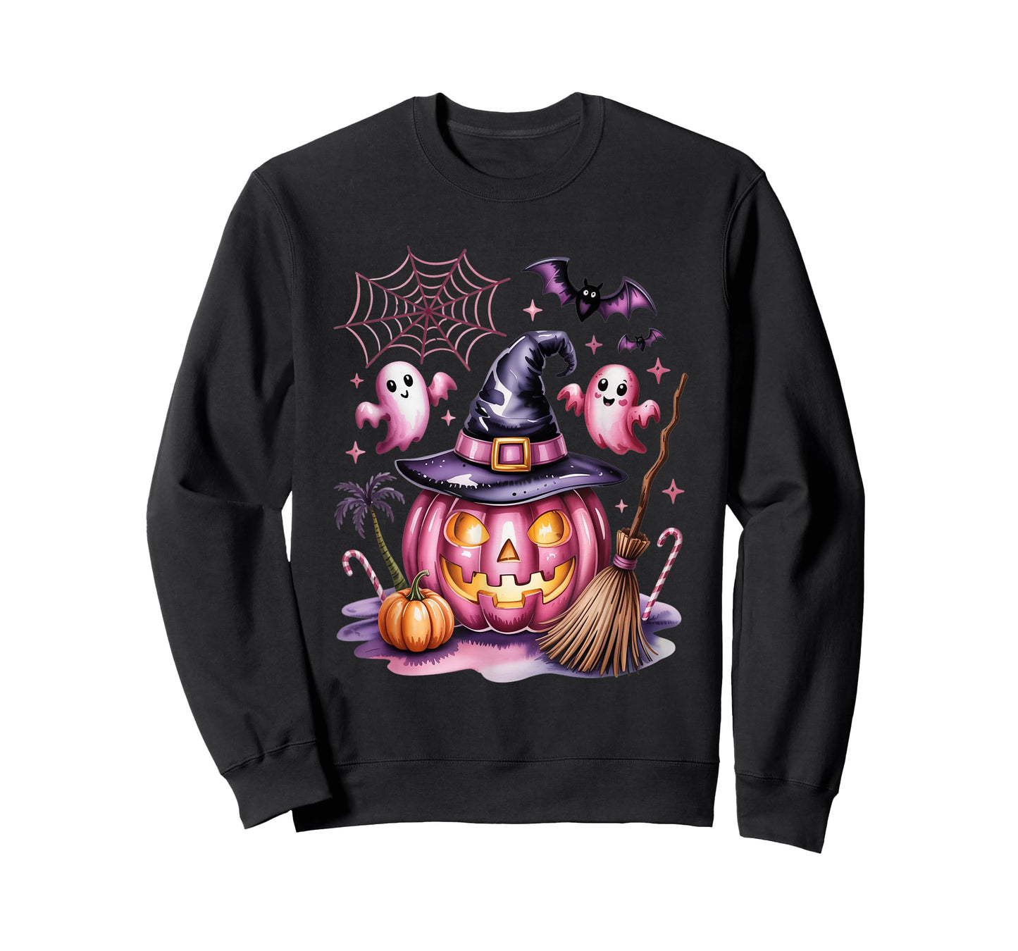 Kawaii Pink Pumpkin Witch Halloween T-Shirt