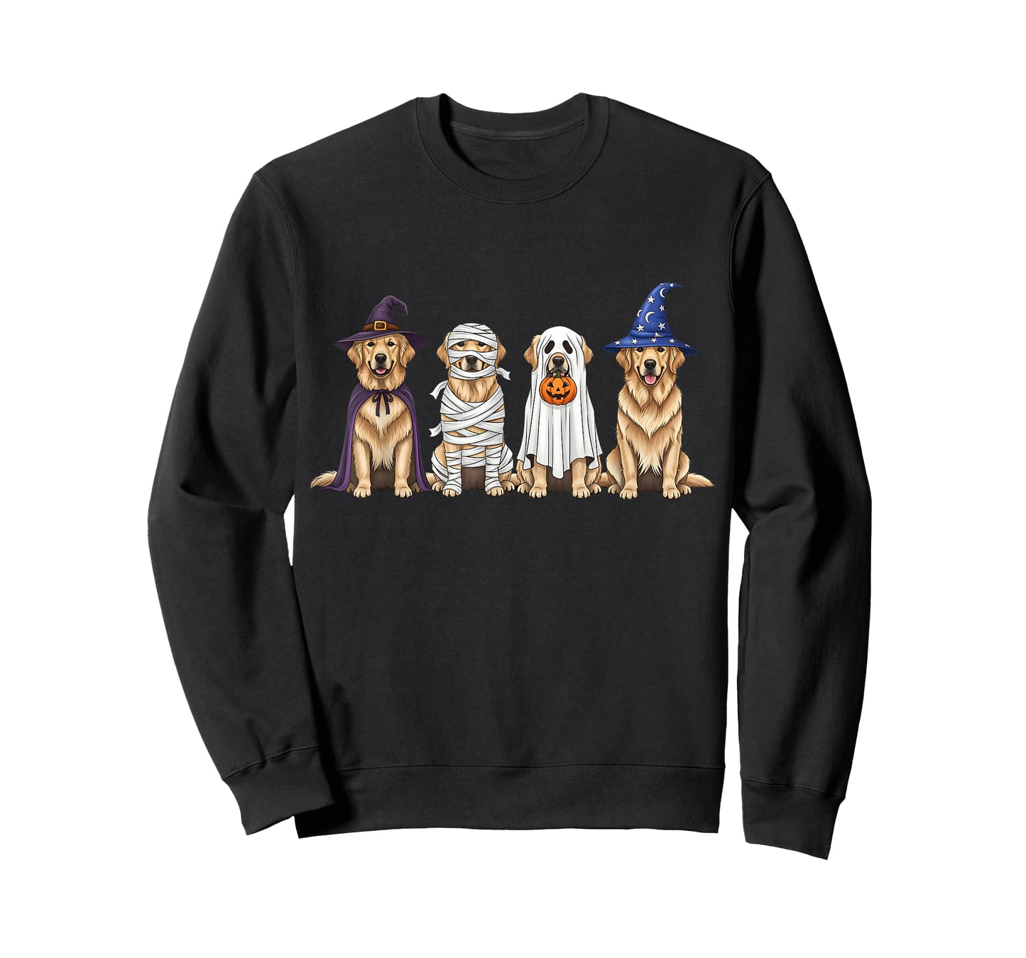 Golden Retriever Dog Witch Mummy Ghost Boo Costume Halloween T-Shirt