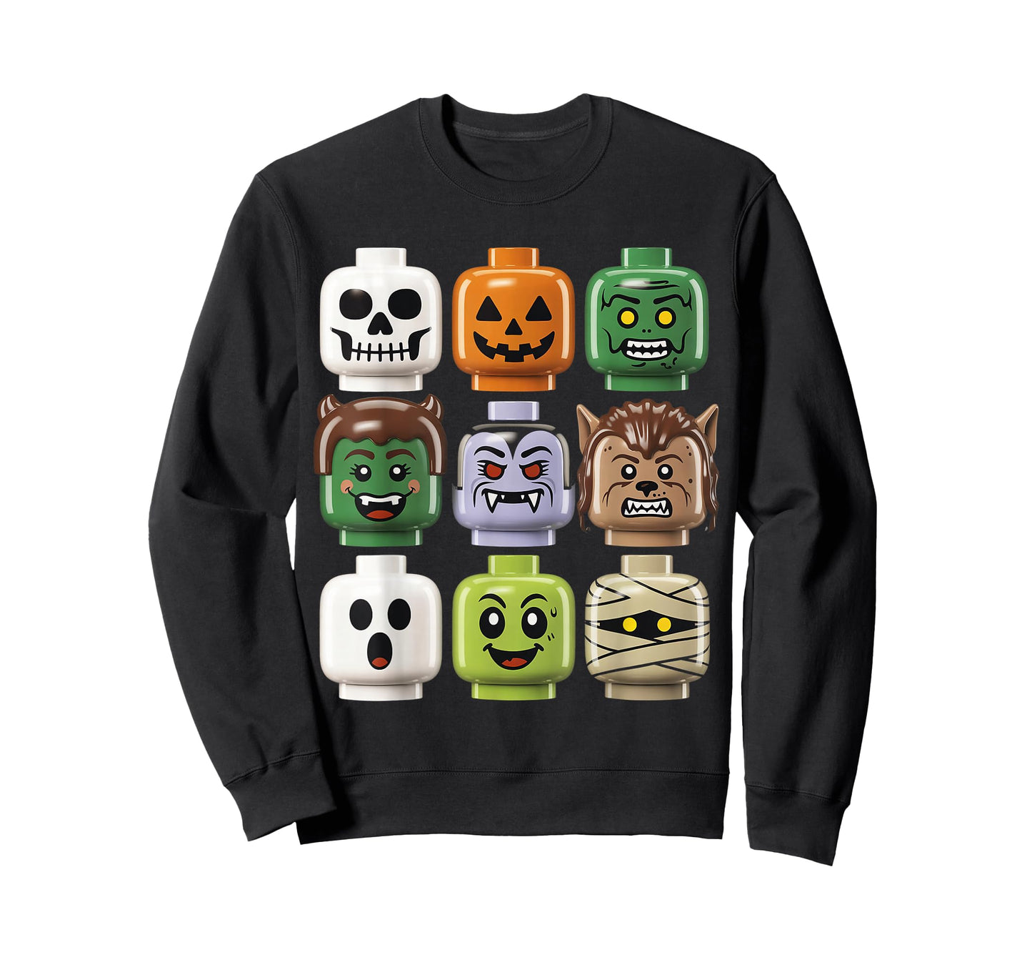 Halloween Building Brick Head Pumpkin Ghost Zombie T-Shirt