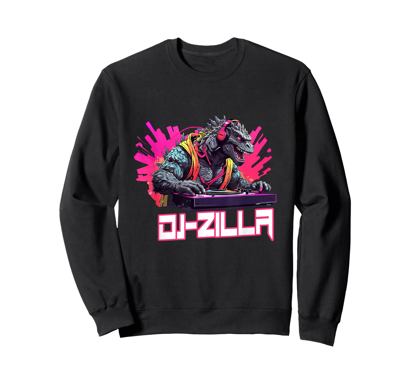 Japanese Monster Kaiju Dj-Zilla With Headphones Spinning T-Shirt