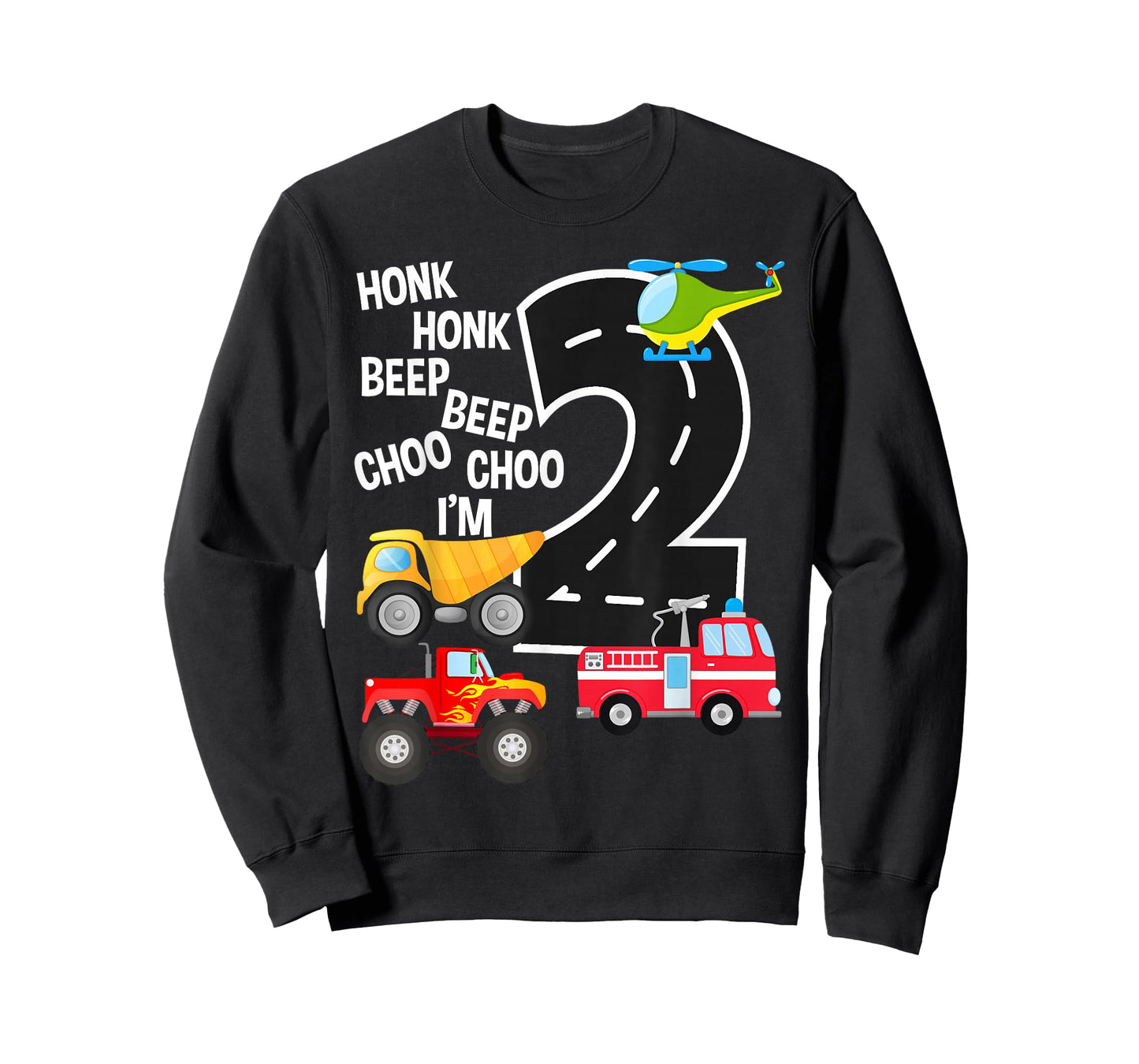 Kids Trucks 2nd Birthday Party Toddler I'm 2 Year Old Bday T-Shirt