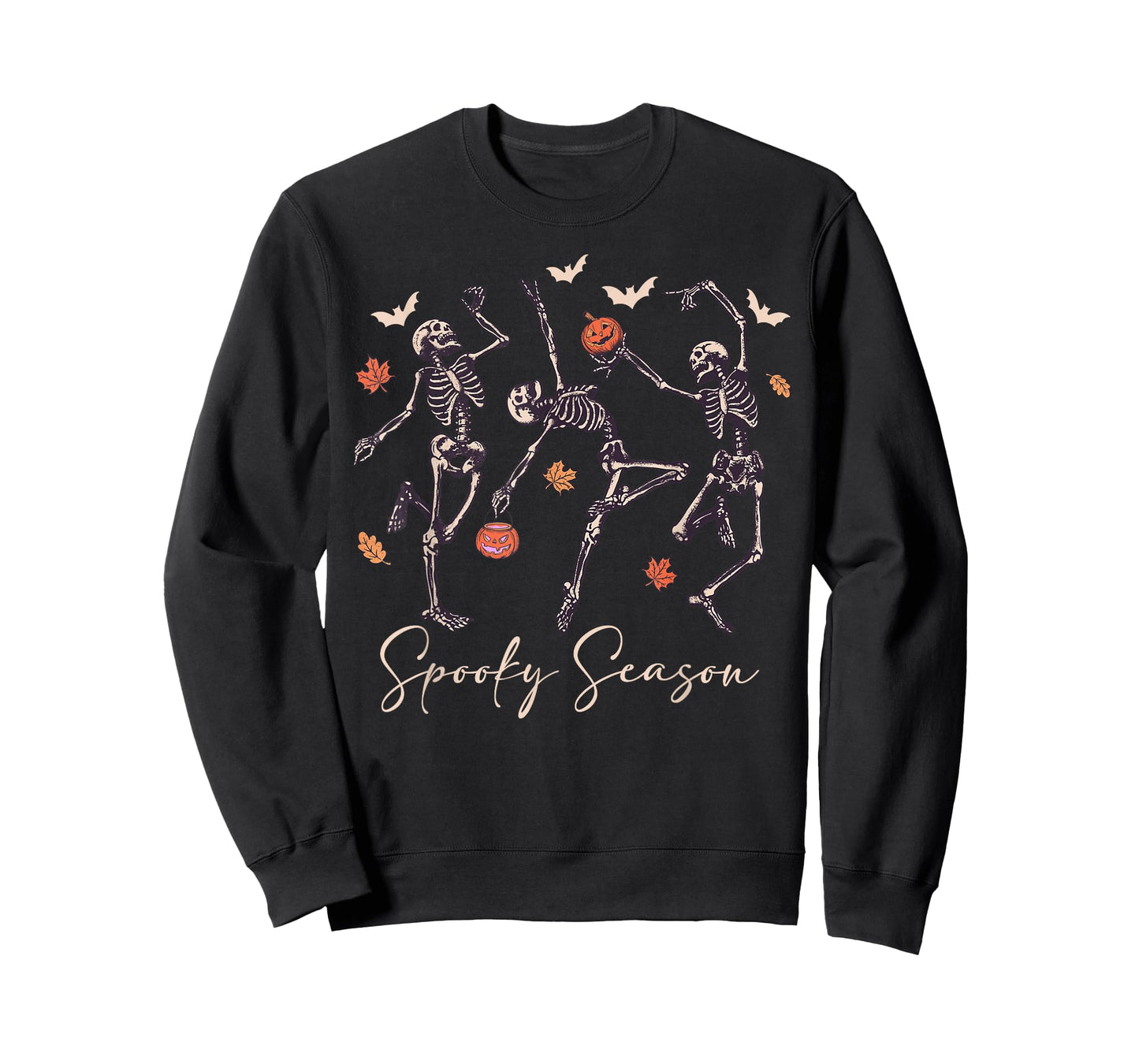 Funny Dancing Skeleton Halloween Pumpkin Spooky Season T-Shirt