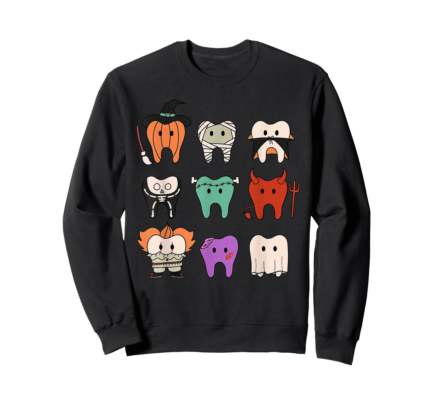 Funny Cute Dental Hygiene Monsters Teeth Squad Halloween T-Shirt