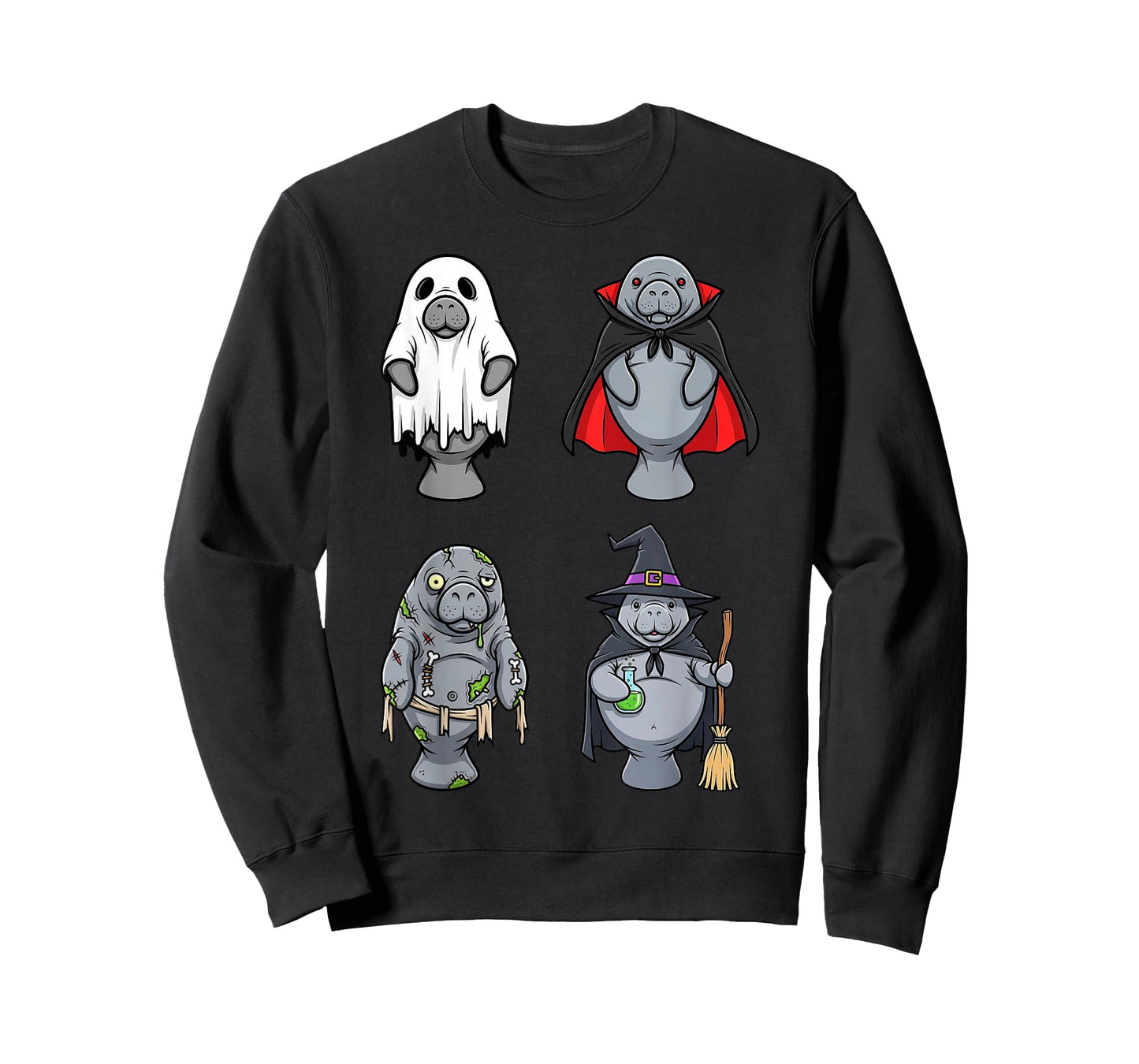 Funny Manatee Ghost Witch Zombie Vampire Halloween Costume T-Shirt