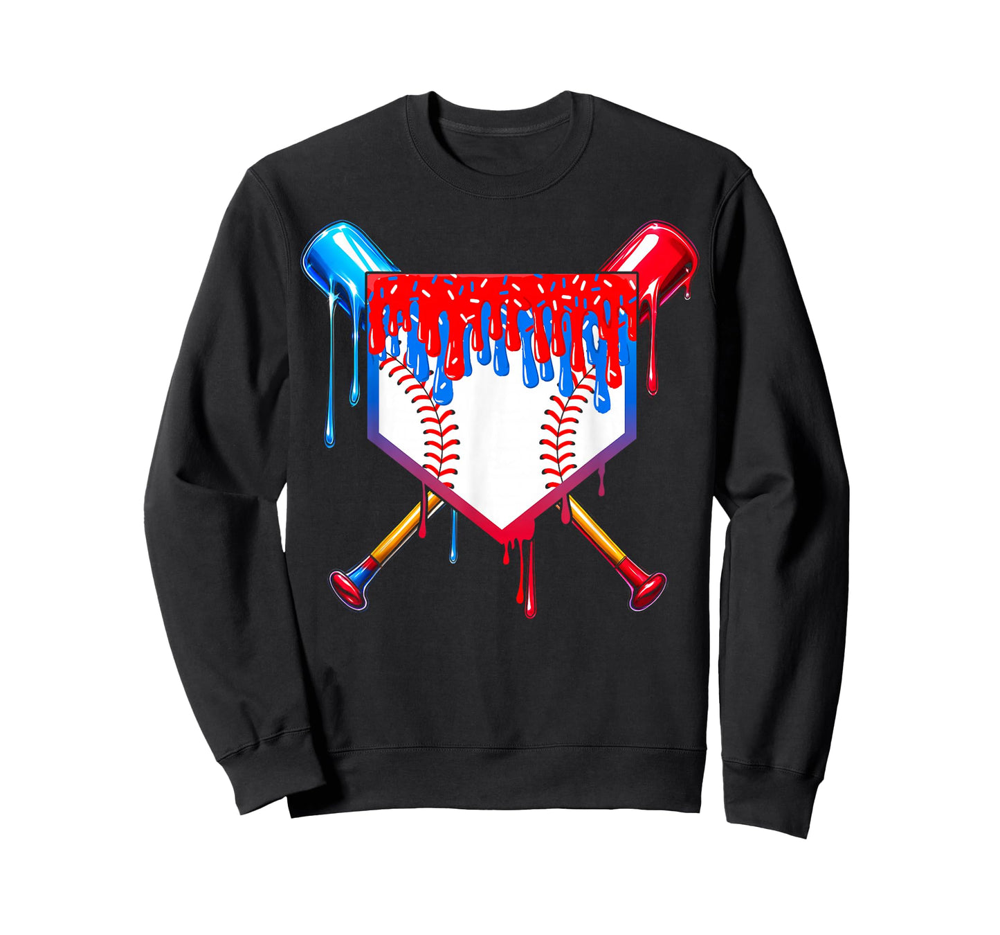 Baseball Drip Boys Ice Cream 4th Of July Home Plate Sprinkle T-Shirt